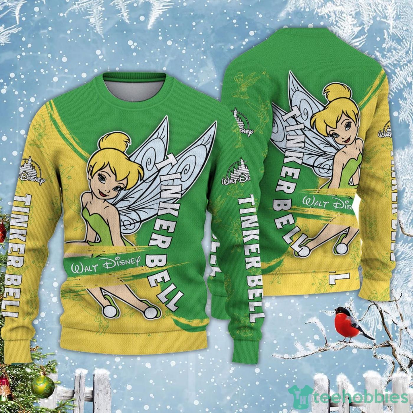 Tinker Bell Yellow Green Disney Carrtoon Lover Ugly Christmas Sweater Product Photo 1