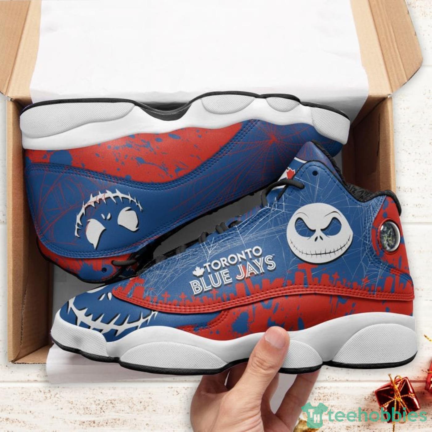 Toronto Blue Jays Jack Skellington Halloween Air Jordan 13 Shoes For Fans Product Photo 5 Toronto Blue Jays Jack Skellington Halloween Air Jordan 13 Shoes For Fans Product Photo 5