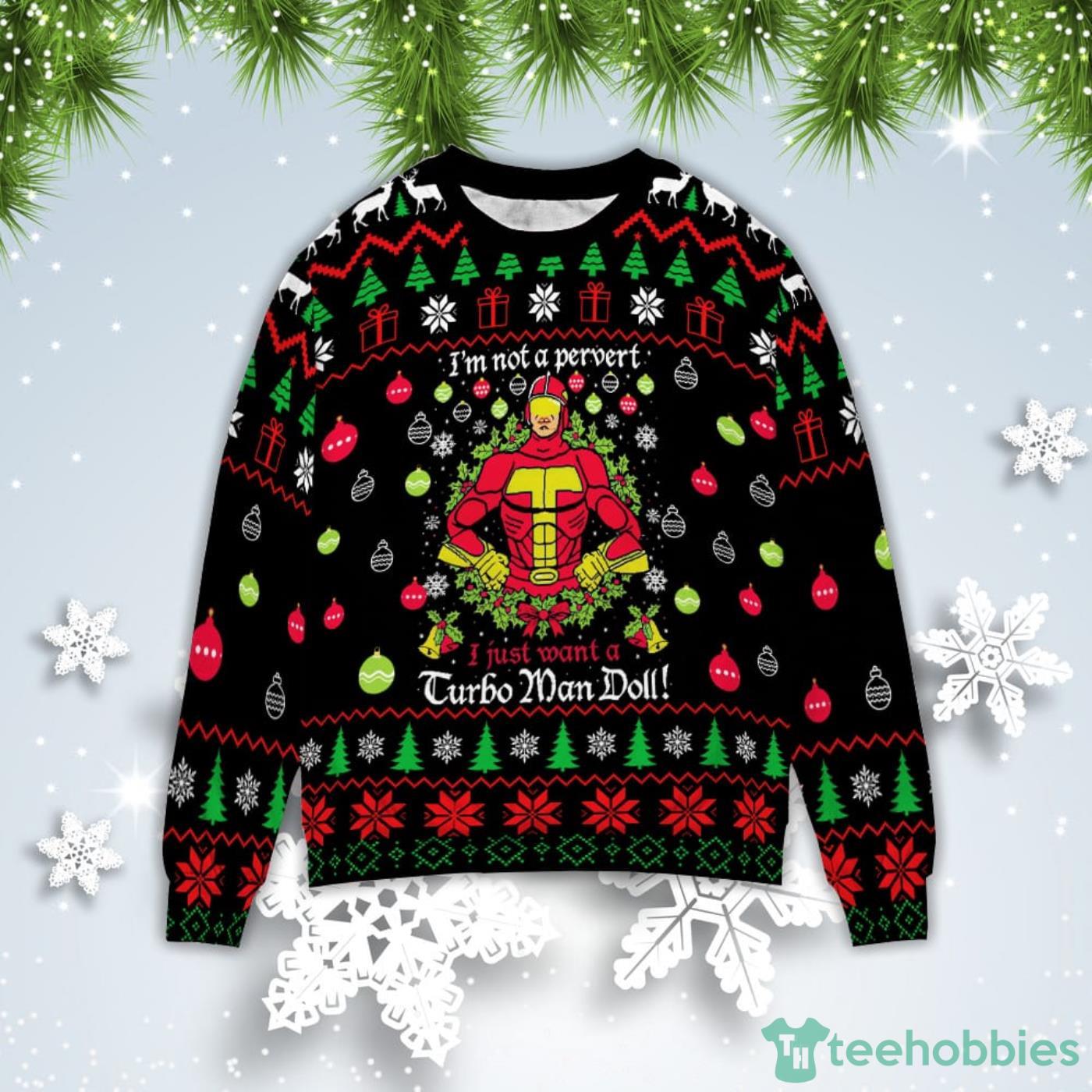 Turbo Man Christmas Gift Ugly Christmas Sweater Product Photo 1
