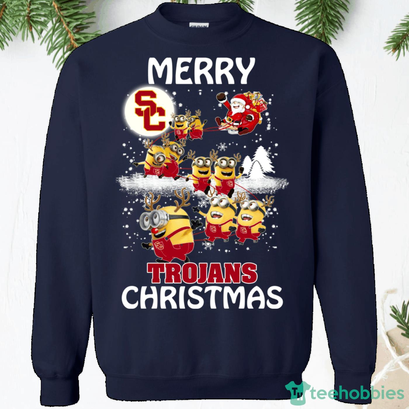 Usc Trojans Minions Santa Claus Christmas Sweatshirt - usc-trojans-minions-santa-claus-christmas-sweatshirt-1