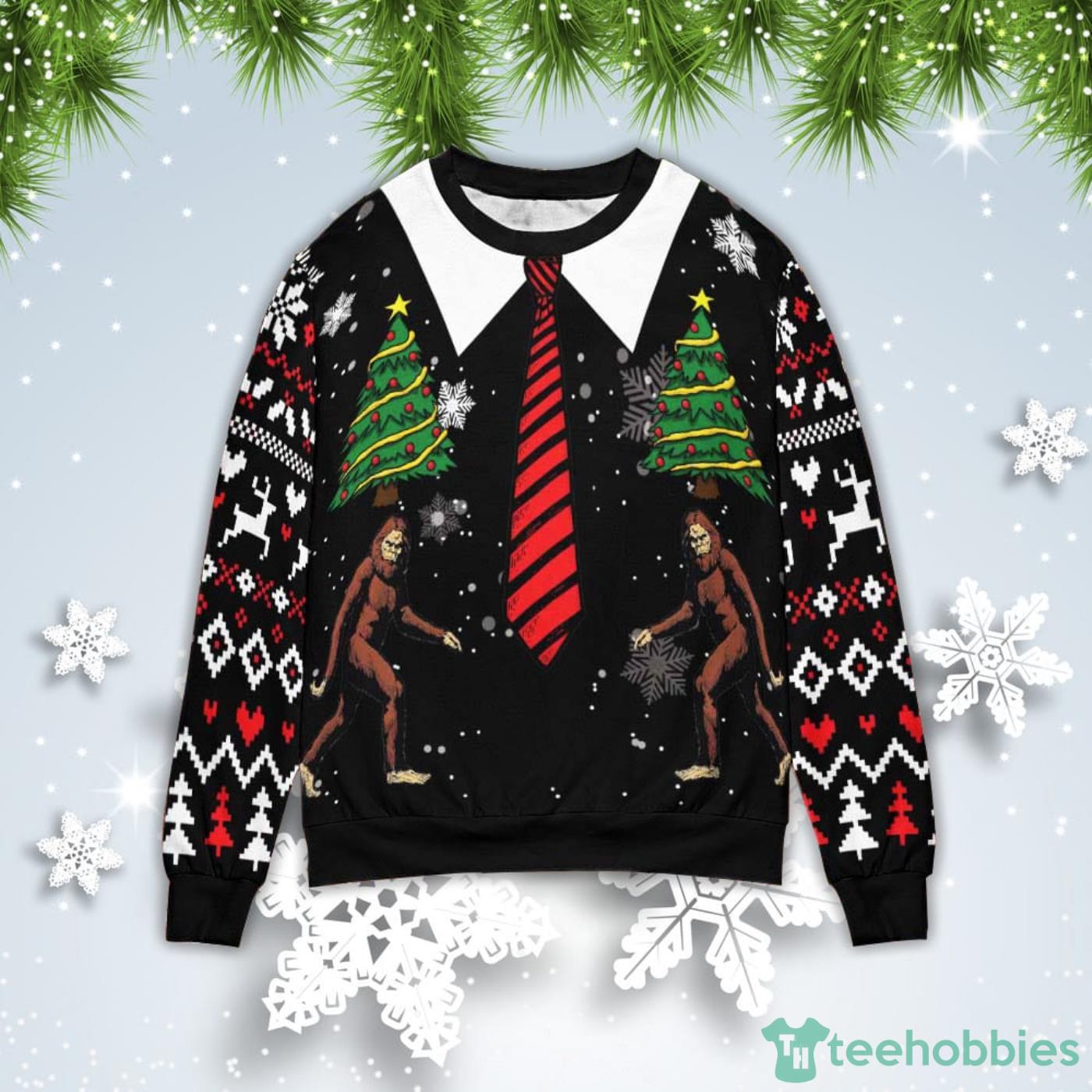 Vintage Bigfoot Christmas Gift Ugly Christmas Sweater Product Photo 1