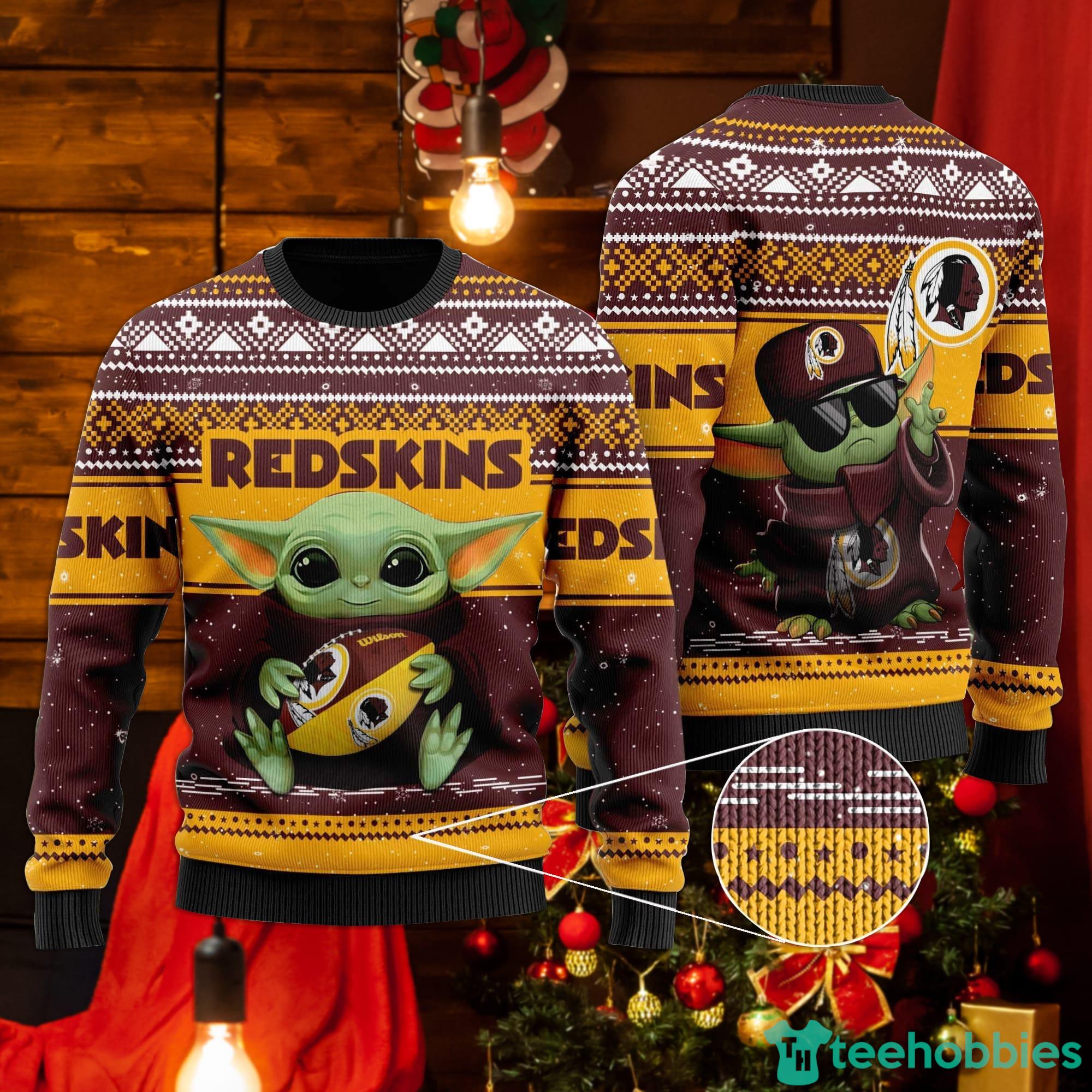 Washington Redskins Baby Yoda Ugly Christmas Sweater Product Photo 1
