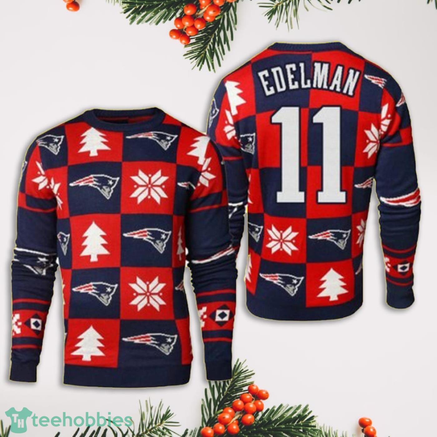 11 Julian Edelman New England Patriots Full Print Ugly Christmas Sweater Product Photo 1