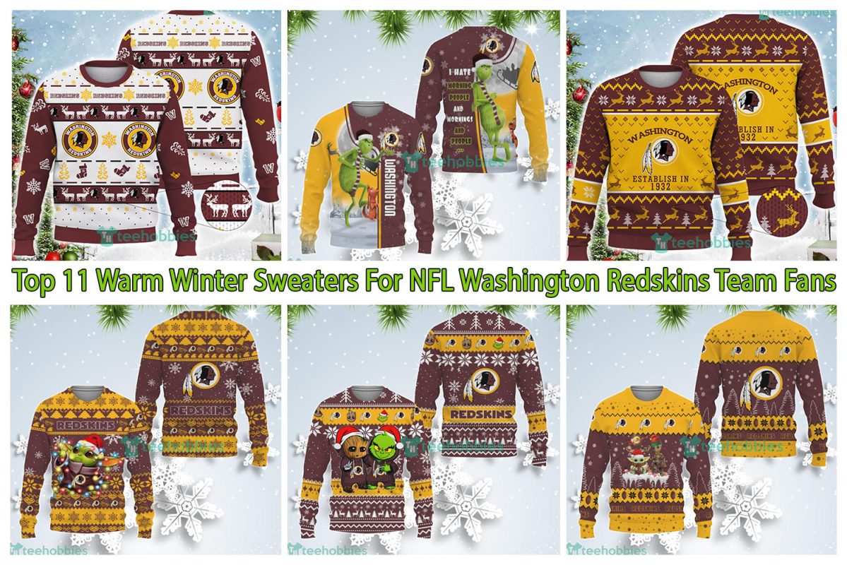 Top 11 Warm Winter Sweaters For NFL Washington Redskins Team Fans