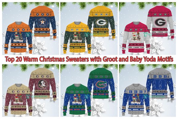 Top 20 Warm Christmas Sweaters with Groot and Baby Yoda Motifs