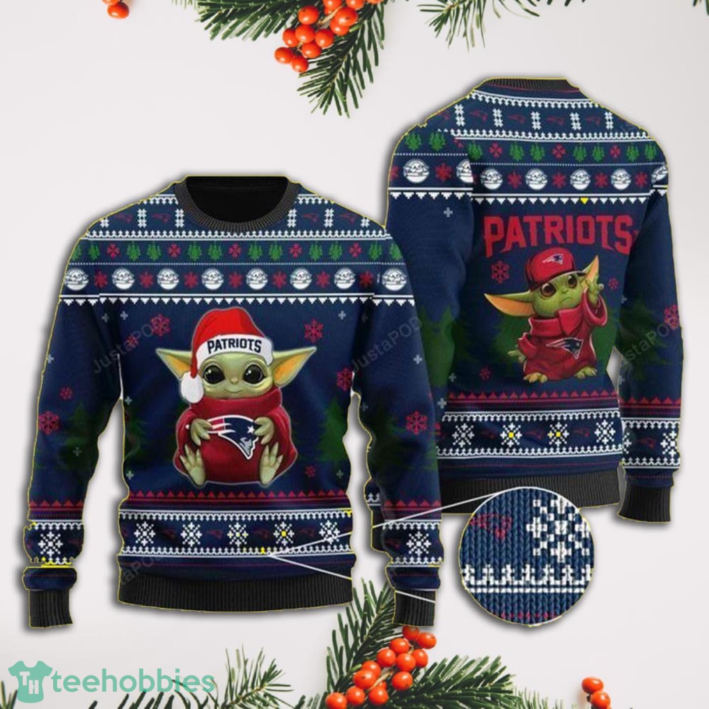 Baby Yoda Take Logo New England Patriots Full Print Ugly Christmas Sweater Product Photo 1