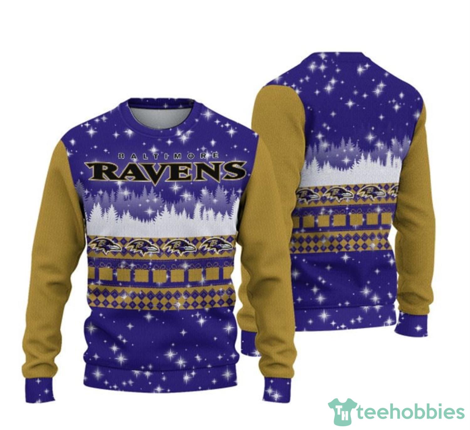 Baltimore Ravens Christmas Bal Snowflake Pattern Winter Ugly