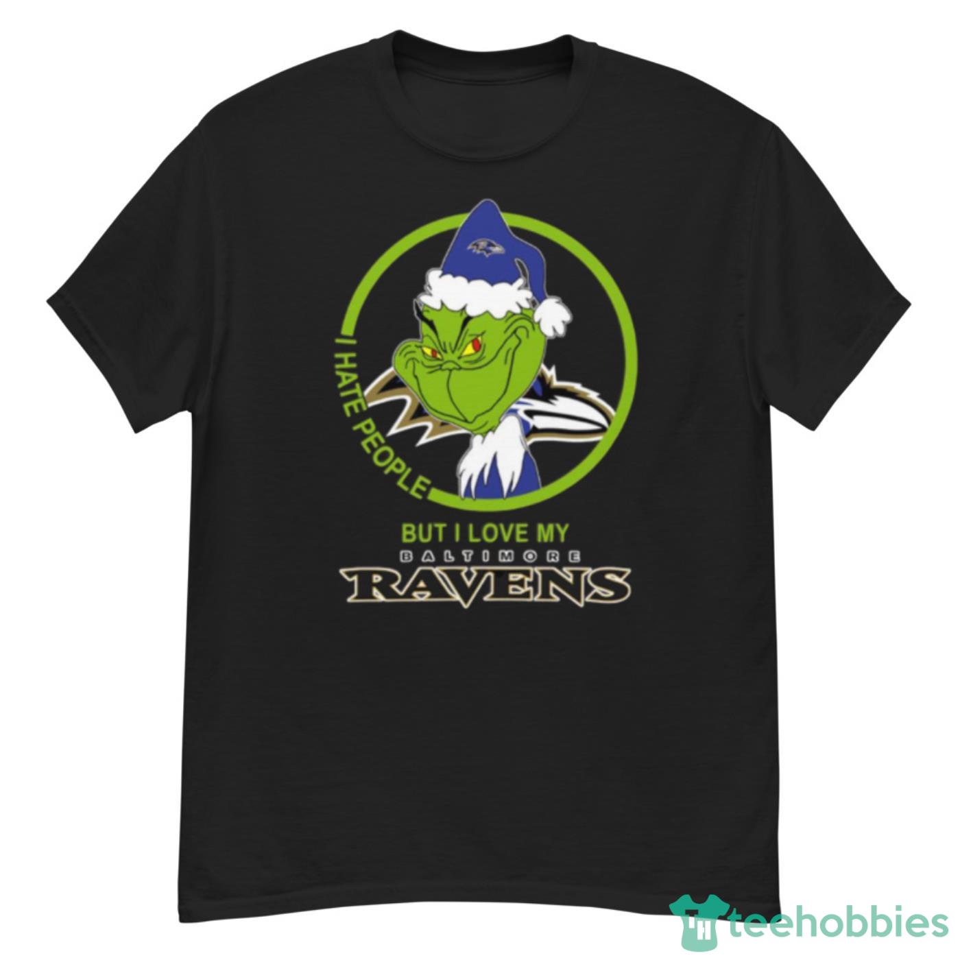 Baltimore Ravens NFL Christmas Grinch I Hate People But I Love My Favorite  Football Team Shirt