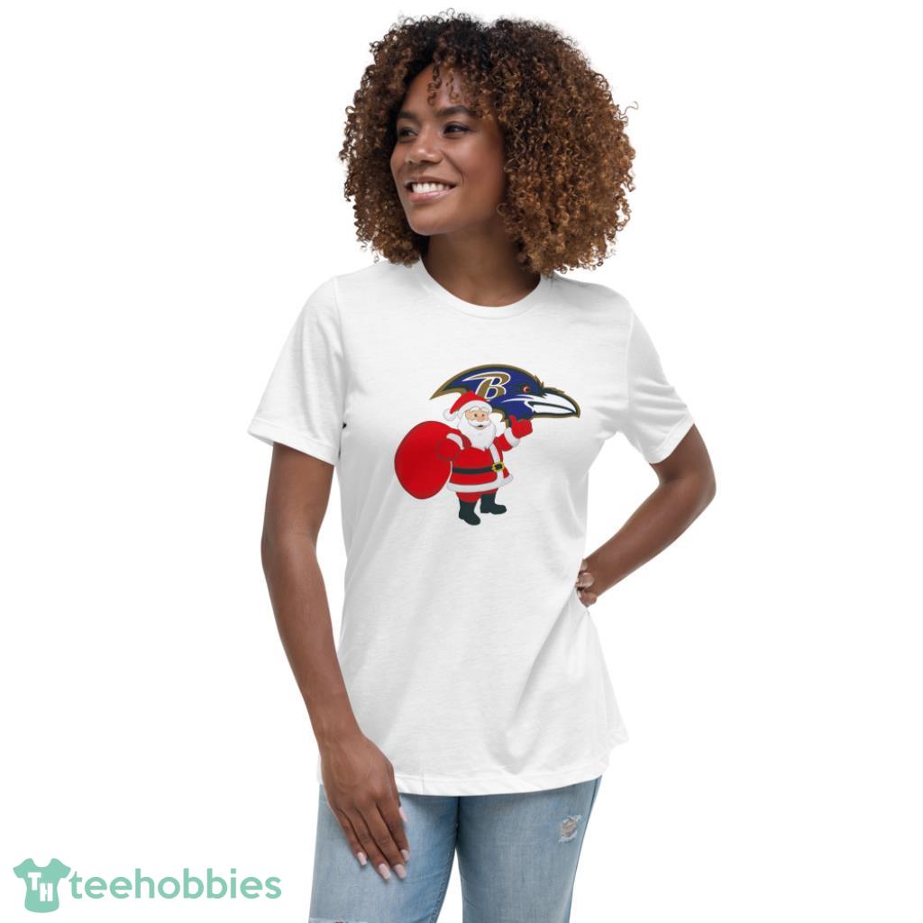 Baltimore Ravens Santa Claus Christmas Shirt - Womens Relaxed Short Sleeve Jersey Tee