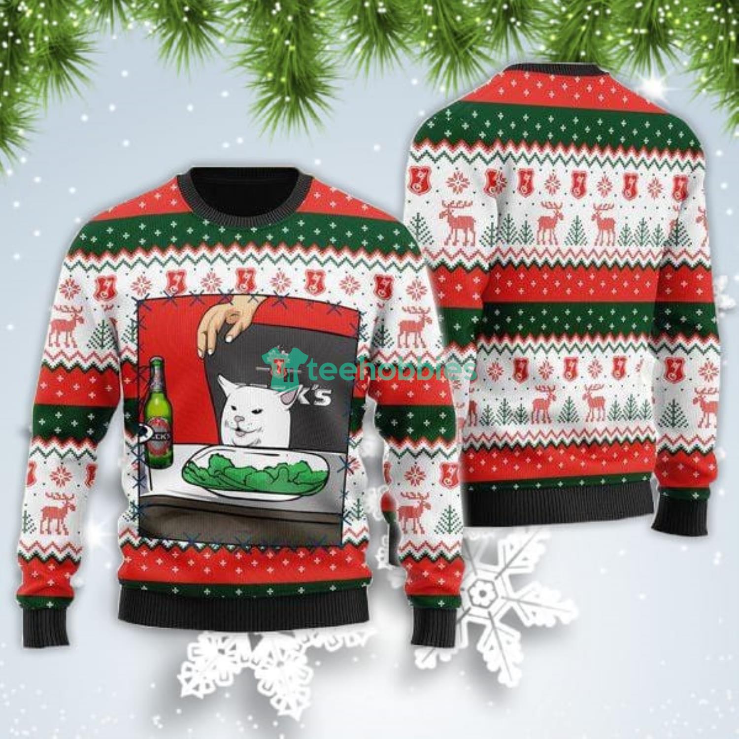 Becks Beer Cat Meme Christmas Gift Ugly Christmas Sweater Product Photo 1