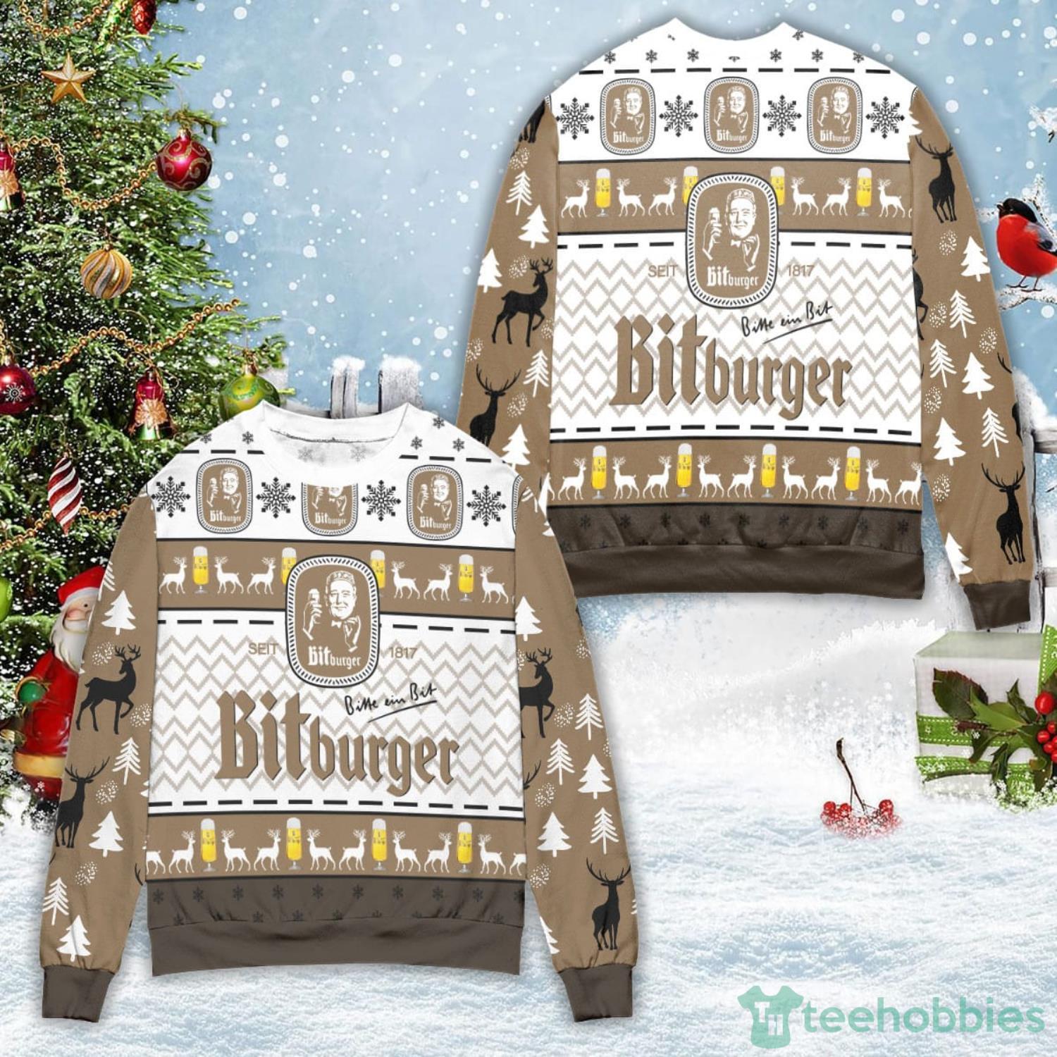 Bitburger Beer Logo Reindeer Pattern Ugly Christmas Sweater Christmas Gift For Men And Women Product Photo 1 Bitburger Beer Logo Reindeer Pattern Ugly Christmas Sweater Christmas Gift For Men And Women Product Photo 1