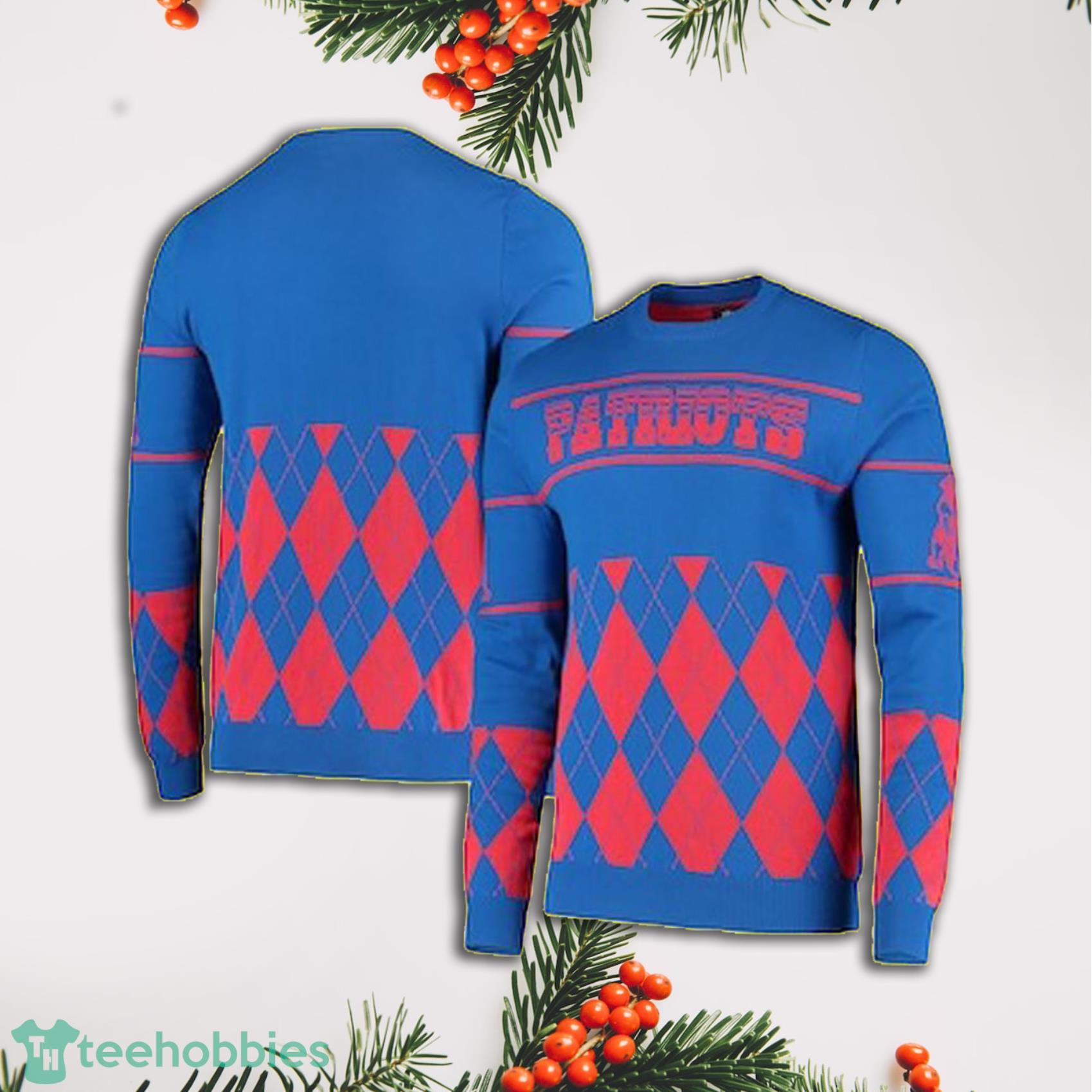 Blue New England Patriots Full Print Ugly Christmas Sweater Product Photo 1