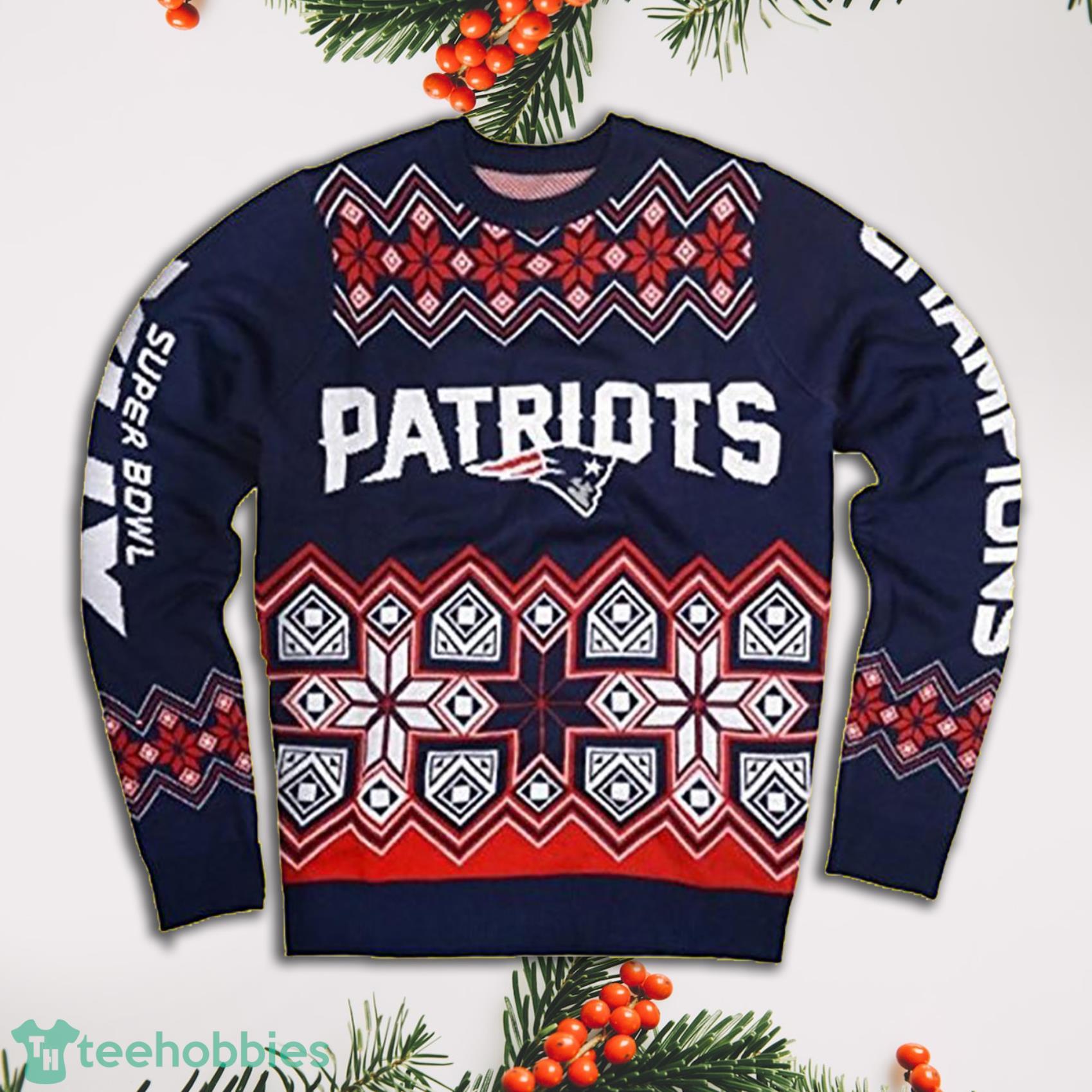 Blue Patriots New England Patriots Full Print Ugly Christmas Sweater Product Photo 1