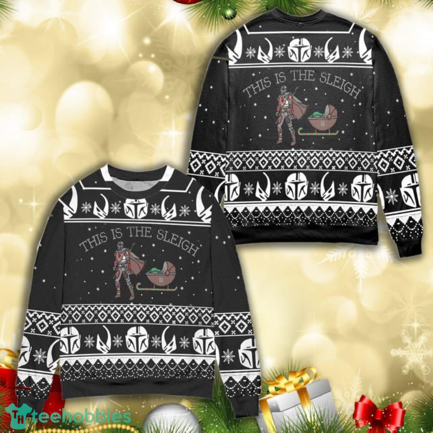 Boba Fett Baby Yoda Star Wars This Is The Sleigh All Over Print 3D Ugly Christmas Sweater Product Photo 1 Boba Fett Baby Yoda Star Wars This Is The Sleigh All Over Print 3D Ugly Christmas Sweater Product Photo 1
