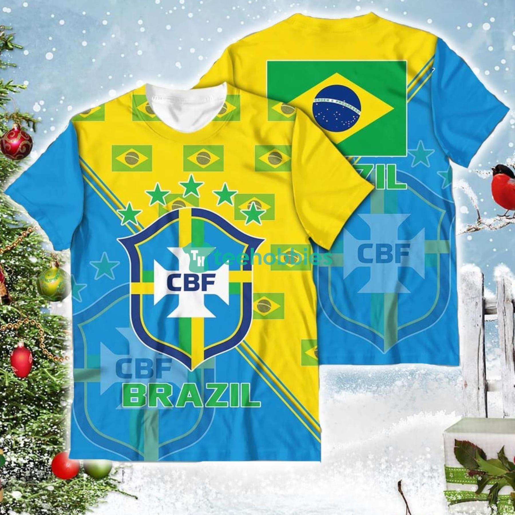 Brazil National Soccer Team Qatar World Cup 2022 Champions Soccer Team 3D All Over Printed Shirt Product Photo 2