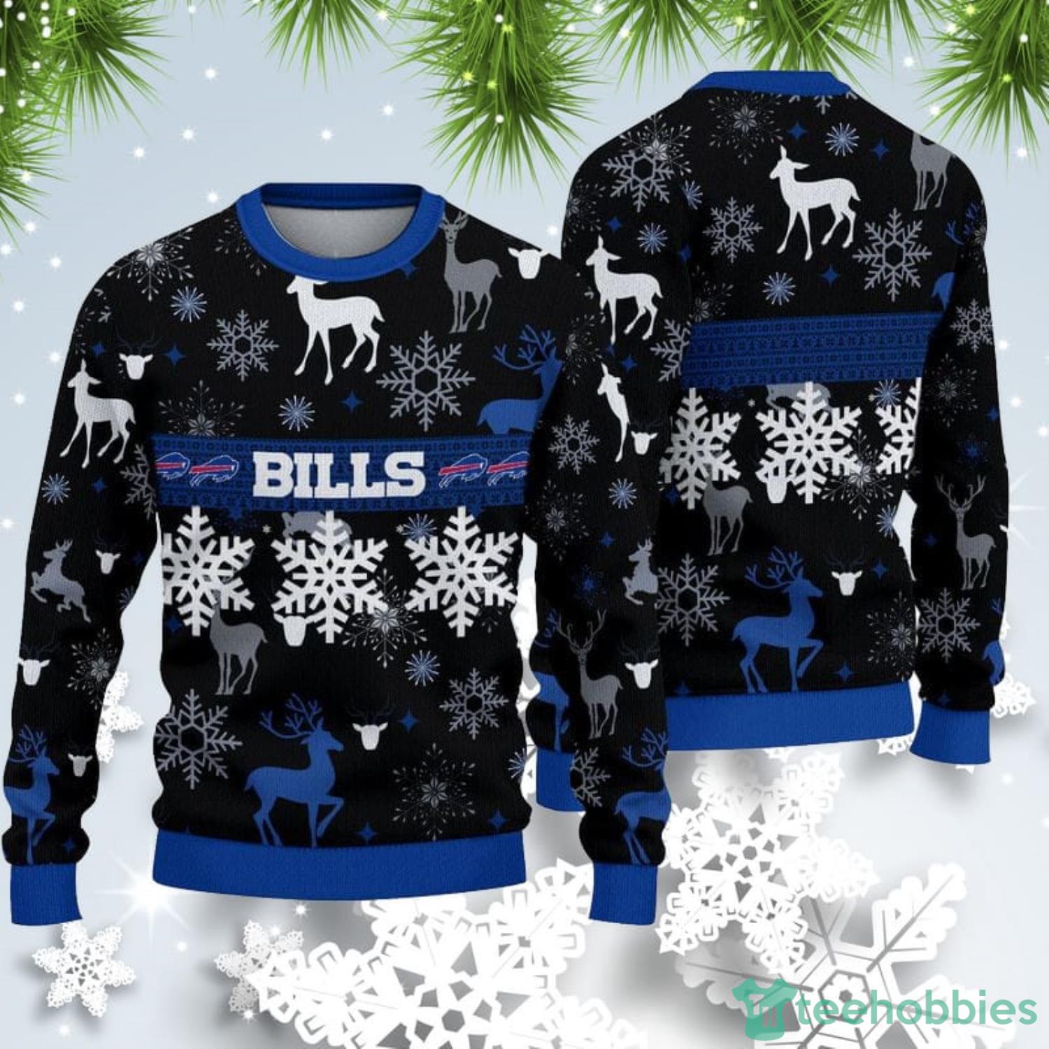 Buffalo Bills Snowflake Christmas Tree Stockings Pattern Blue Ugly Christmas  Sweater