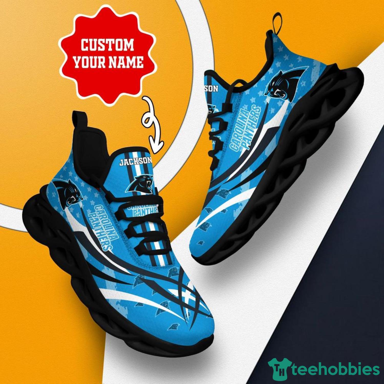 Carolina Panthers Personalized Name NFL Max Soul Shoes Men And