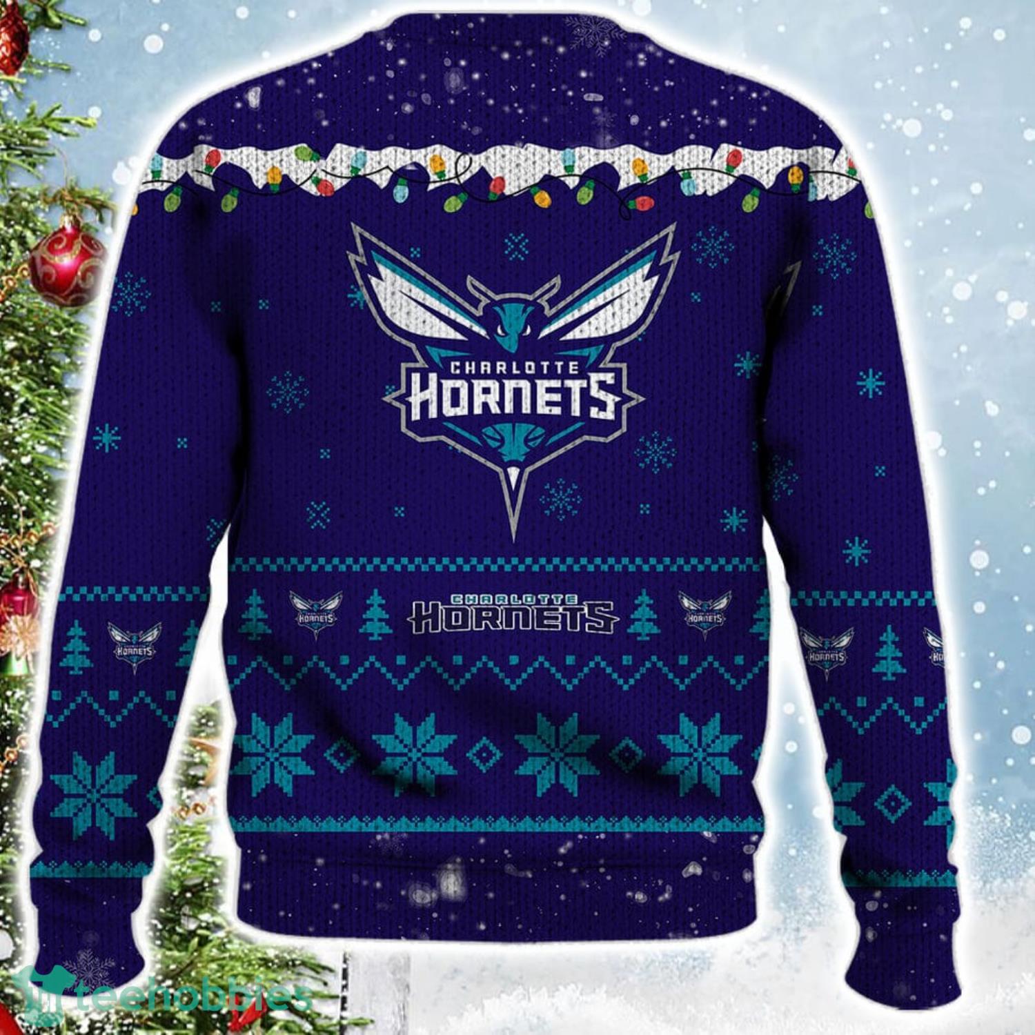 Charlotte Hornets Snoopy Christmas Light Woodstock Snoopy Ugly Christmas Sweater Product Photo 3