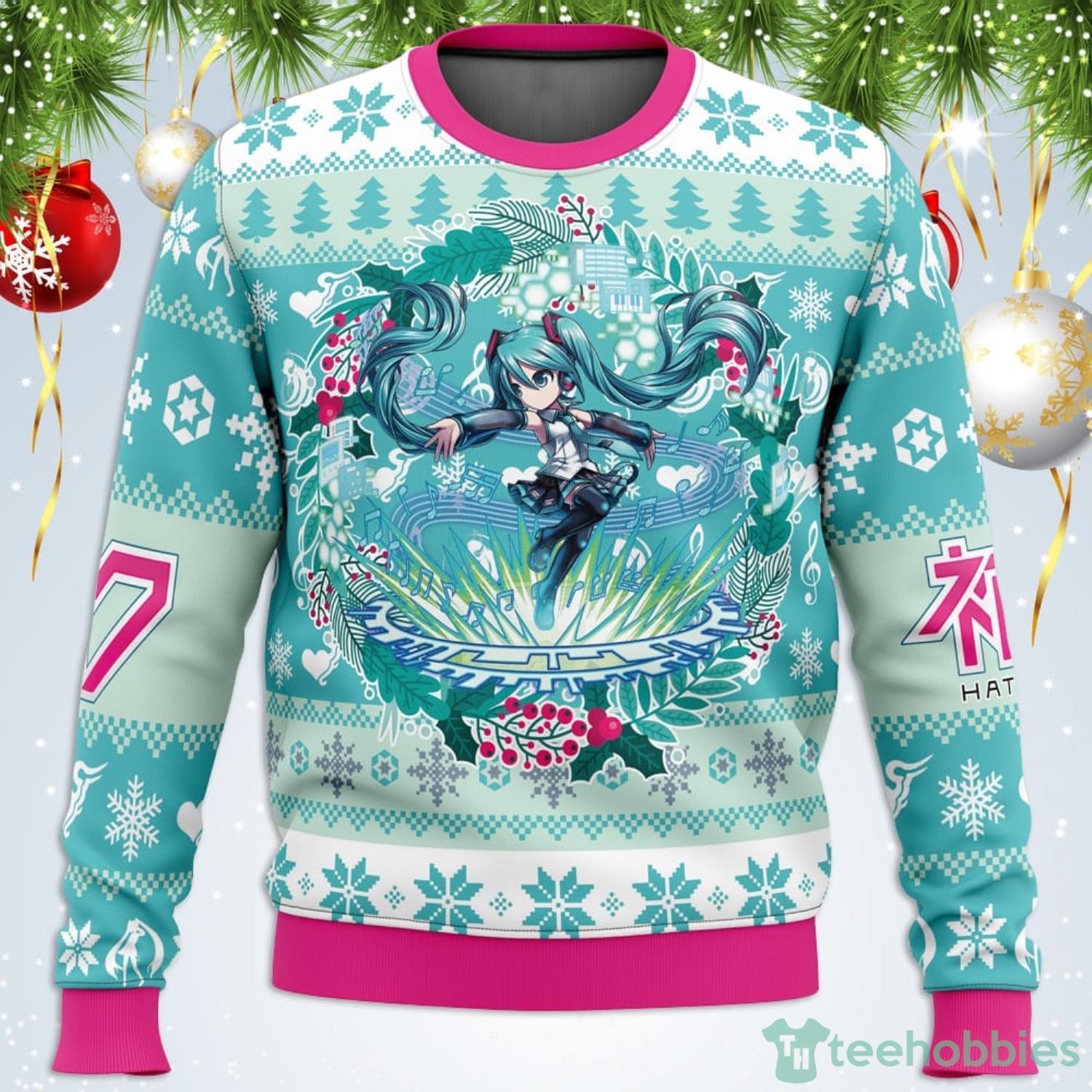 Christmas Symphony Hatsune Miku Ugly Christmas Sweater For Men And Women Product Photo 1 Christmas Symphony Hatsune Miku Ugly Christmas Sweater For Men And Women Product Photo 1