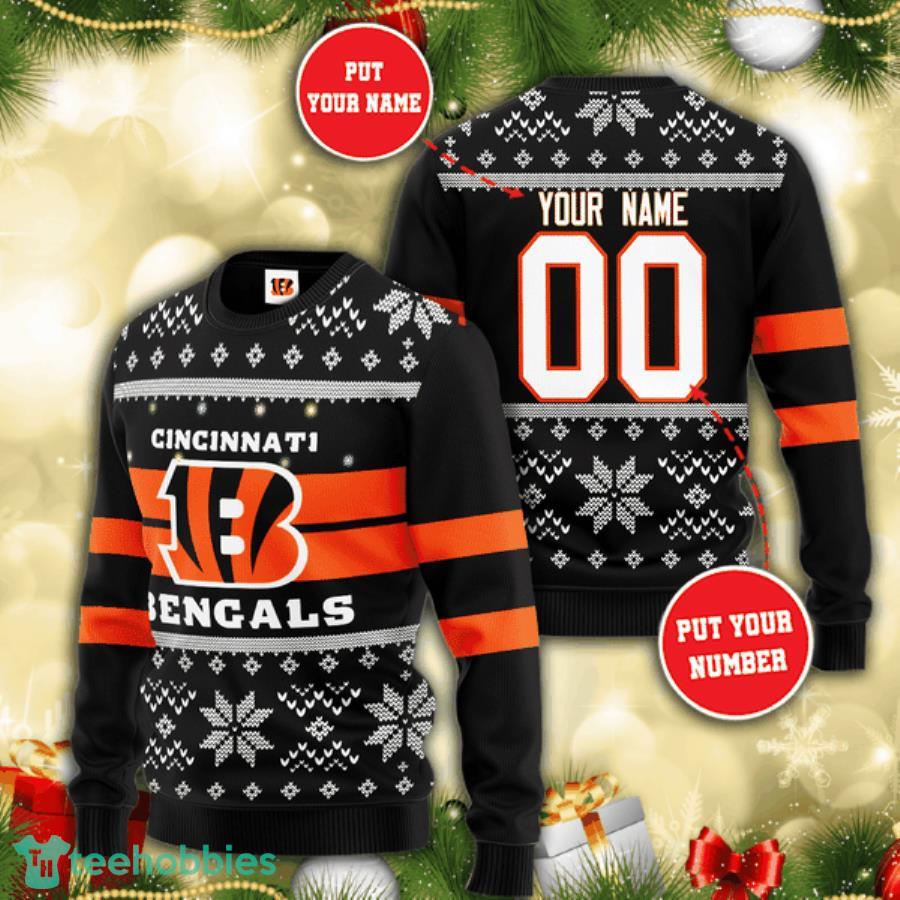 Bengals Nfl Custom Name Number Ugly Christmas Sweater - Shibtee Clothing