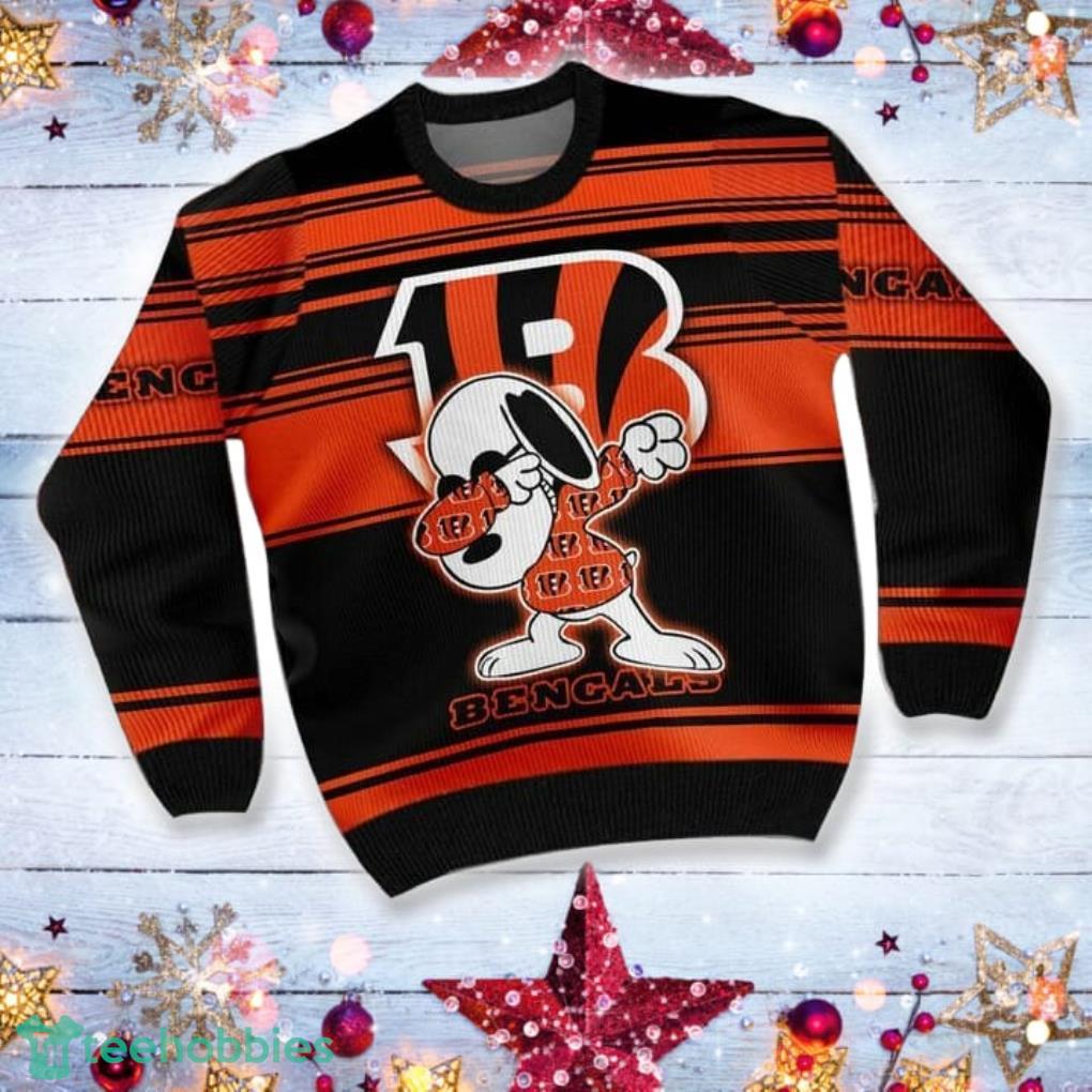 Cincinnati Bengals Snoopy Dabbing All Over Print 3D Ugly Christmas Sweater