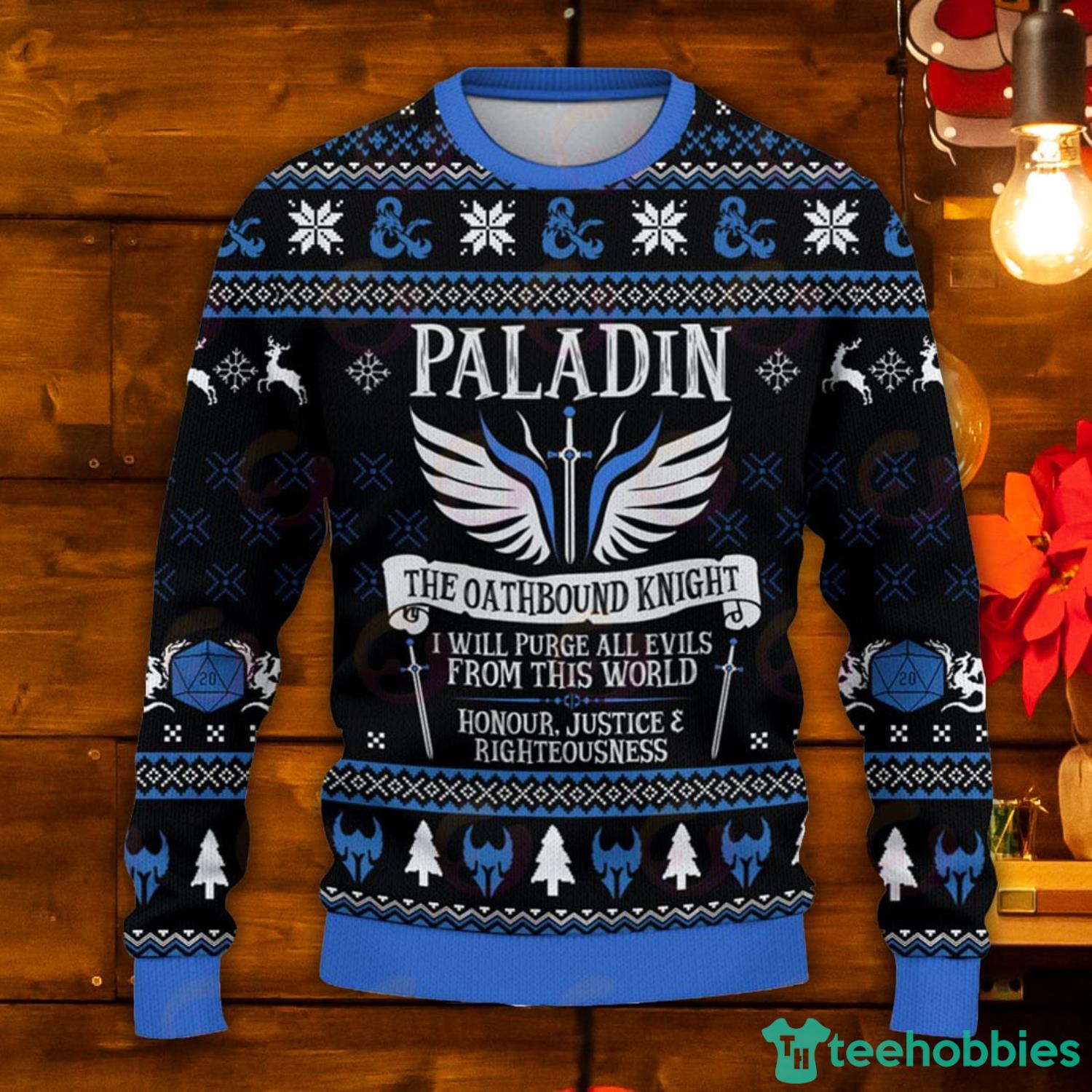 Classes Paladin The Oathboud Knight Ugly Christmas Sweater Product Photo 1 Classes Paladin The Oathboud Knight Ugly Christmas Sweater Product Photo 1