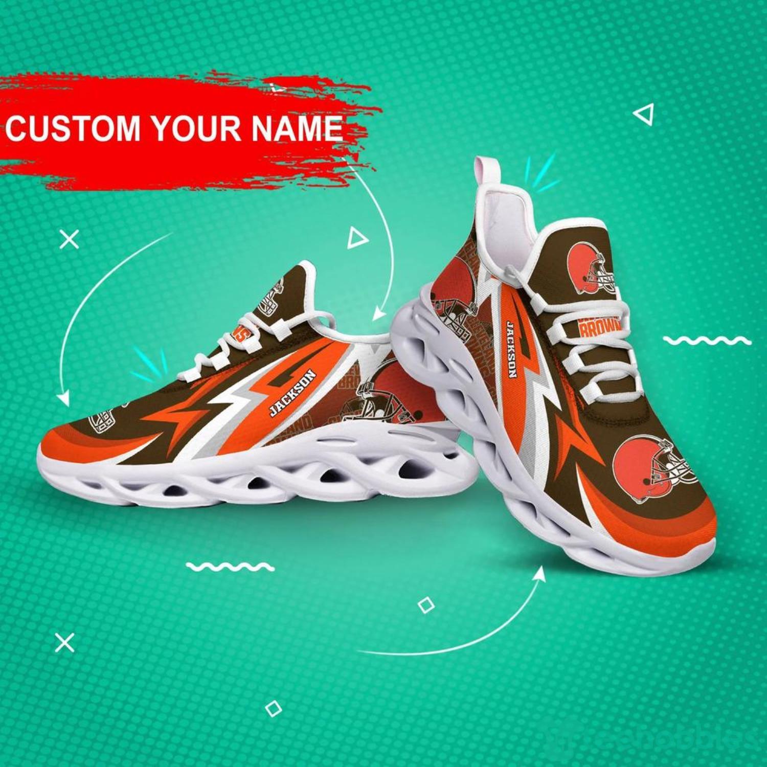 Cleveland Browns Drip Logo NFL Max Soul Shoes Custom Name For Men And Women  Running Sneakers - Freedomdesign