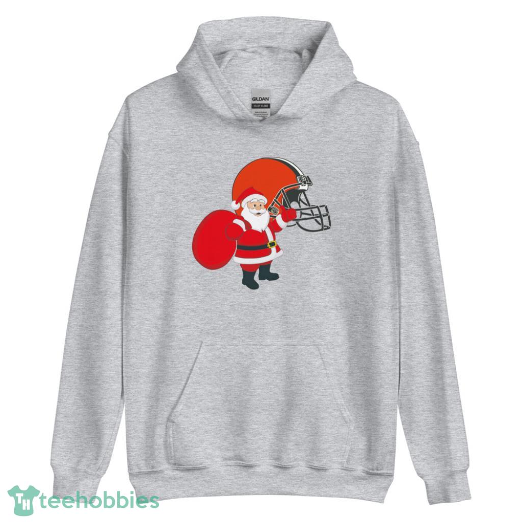 Cleveland Browns NFL Santa Claus Christmas Shirt - Unisex Heavy Blend Hooded Sweatshirt