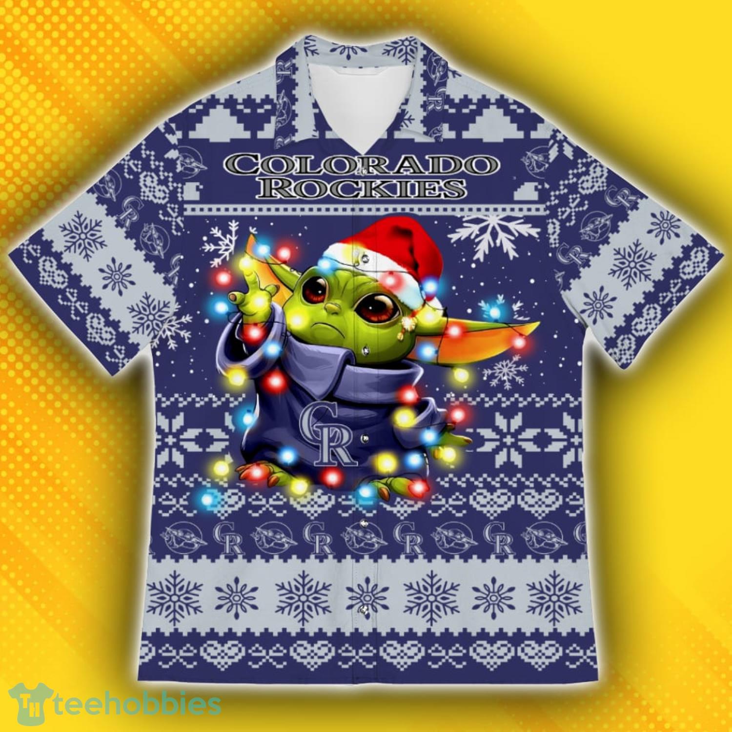 Colorado Rockies Baby Yoda Star Wars Ugly Christmas Sweater Pattern Hawaiian Shirt Product Photo 2
