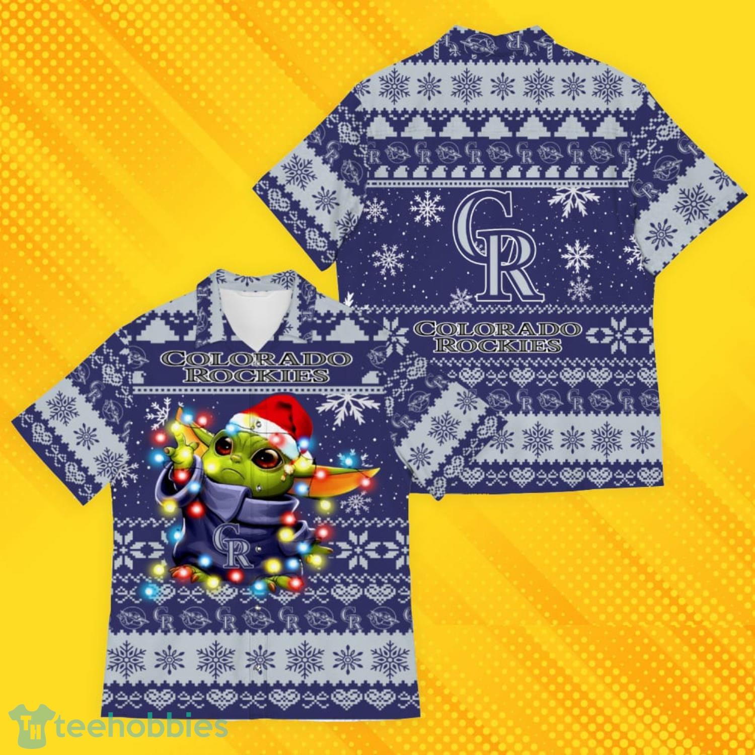 Colorado Rockies Baby Yoda Star Wars Ugly Christmas Sweater Pattern Hawaiian Shirt Product Photo 1