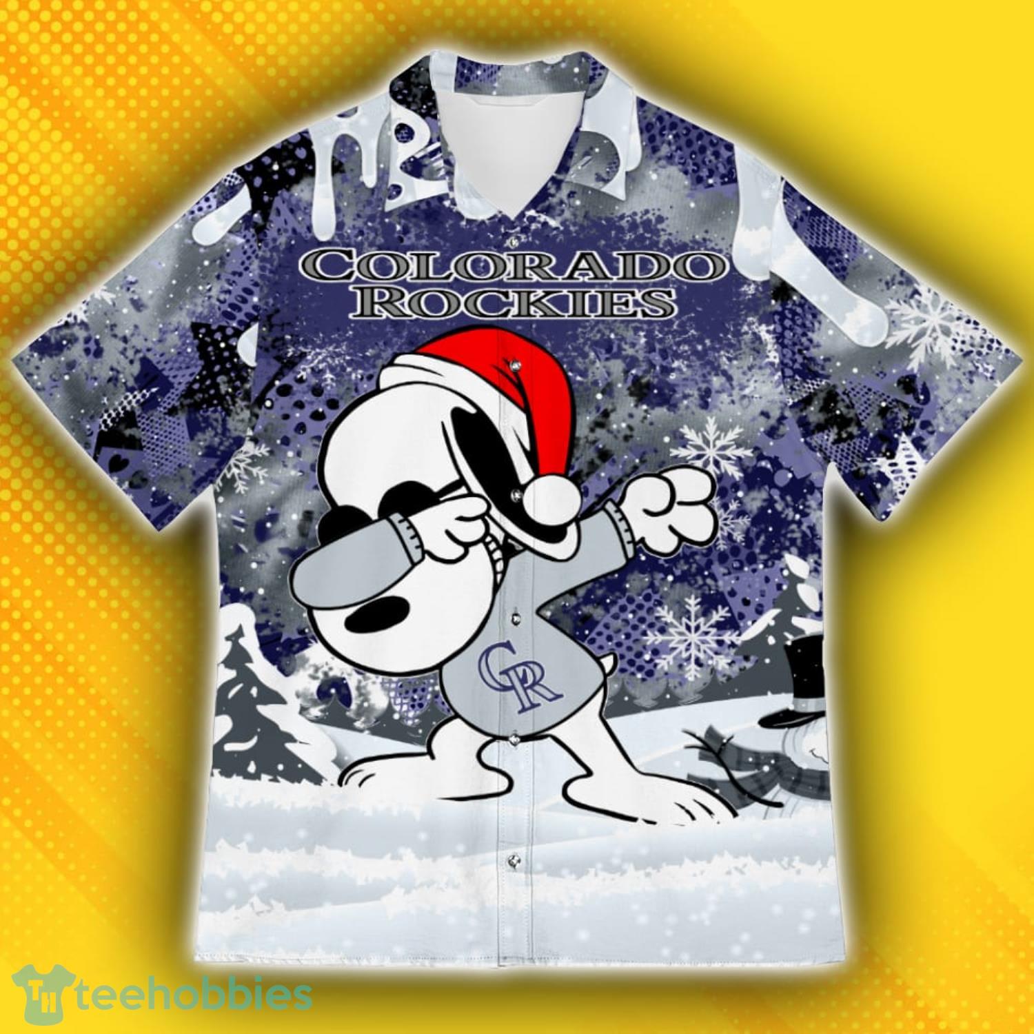 Colorado Rockies Snoopy Dabbing The Peanuts Pattern Hawaiian Shirt Product Photo 2