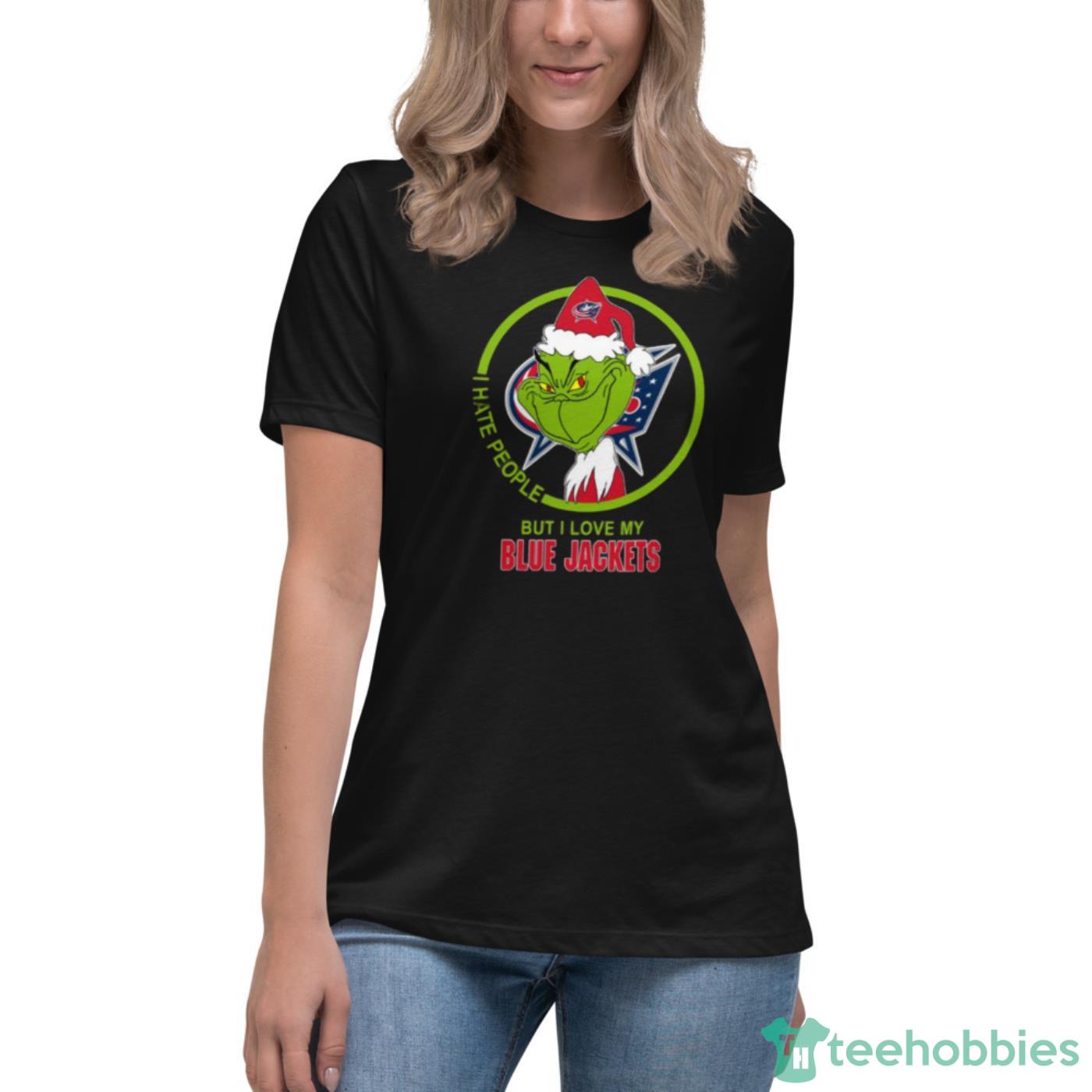 Columbus Blue Jackets NHL Christmas Grinch I Hate People But I Love My Favorite Hockey Team Shirt - Womens Relaxed Short Sleeve Jersey Tee Columbus Blue Jackets NHL Christmas Grinch I Hate People But I Love My Favorite Hockey Team Shirt - Womens Relaxed Short Sleeve Jersey Tee