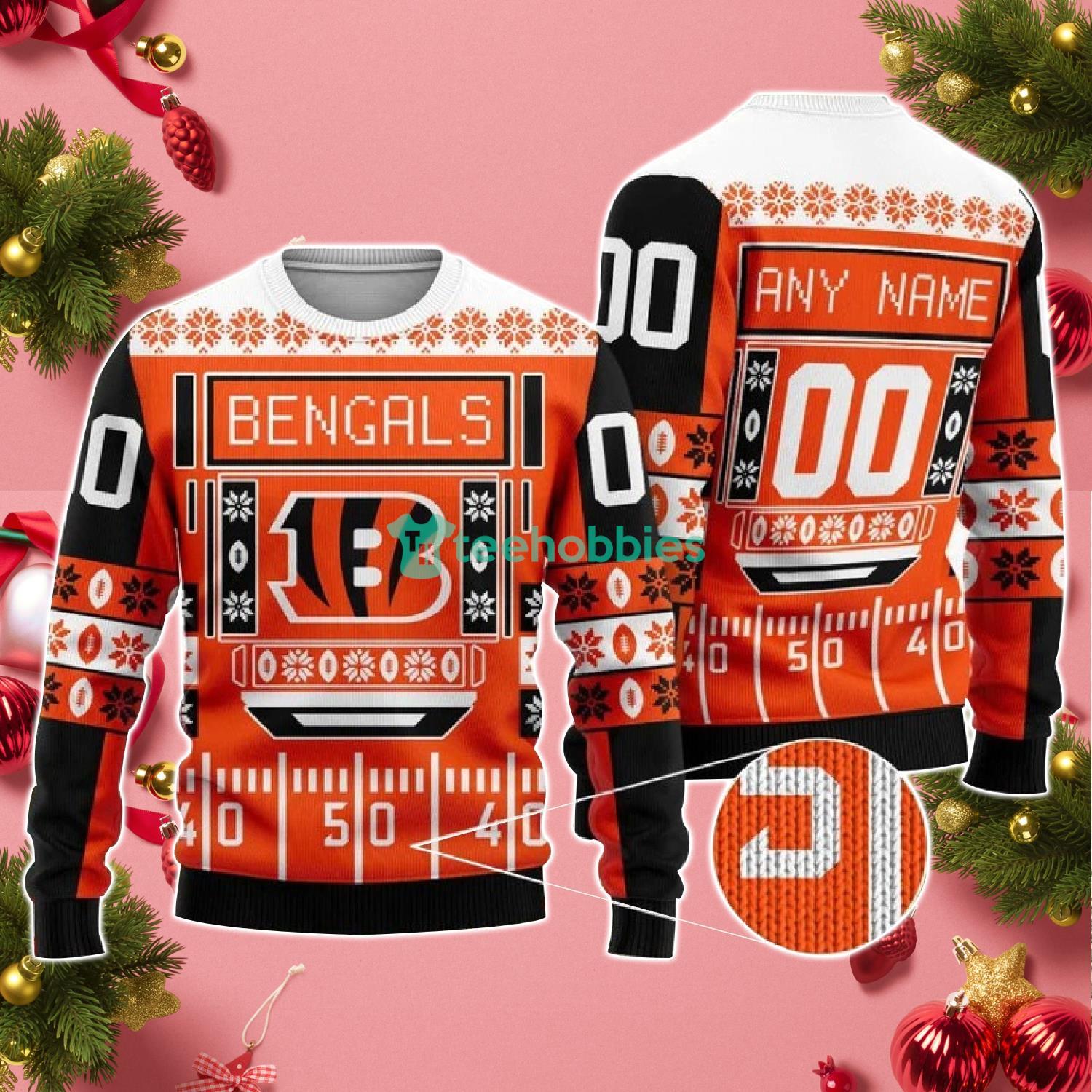 Bengals Nfl Custom Name Number Ugly Christmas Sweater - Shibtee Clothing