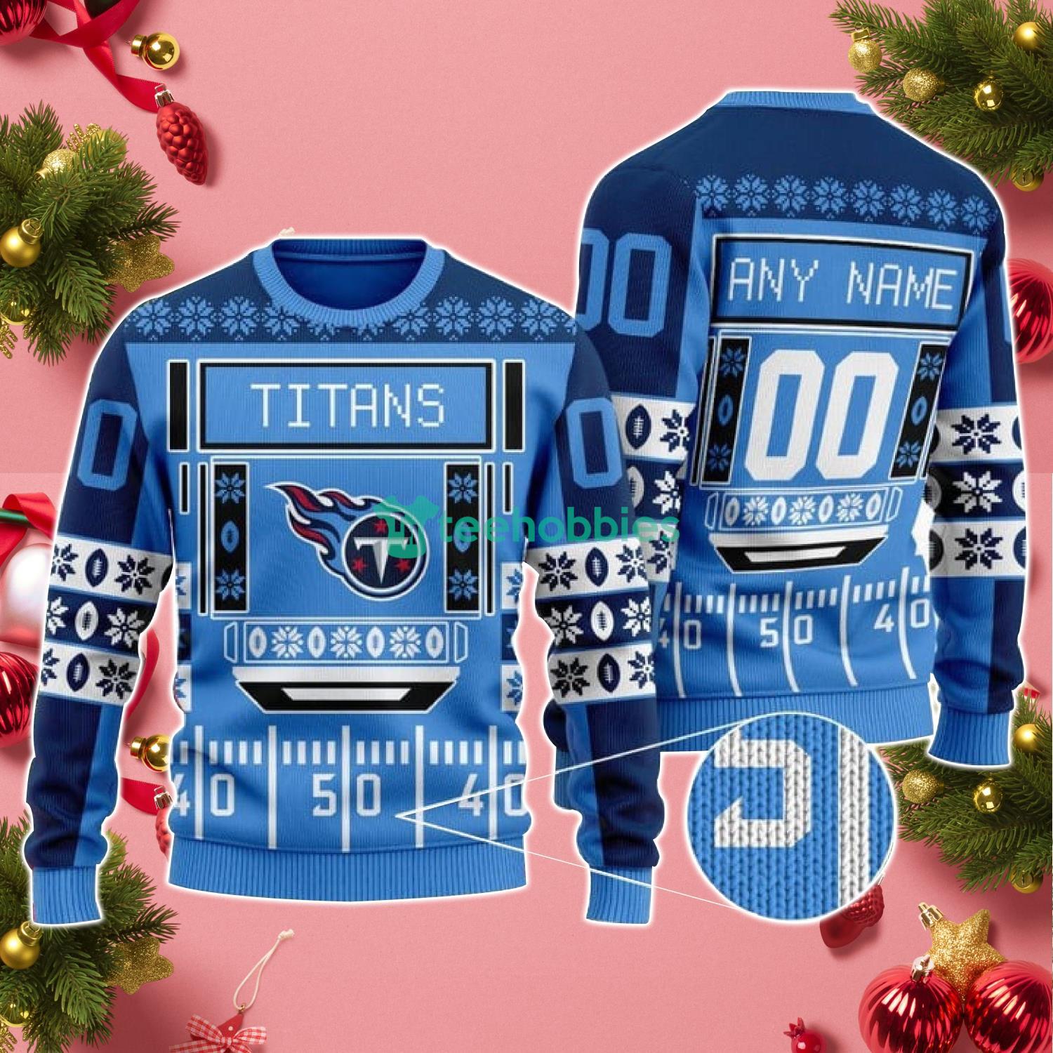 Custom Name And Number Titans NFL Ugly Christmas Sweater