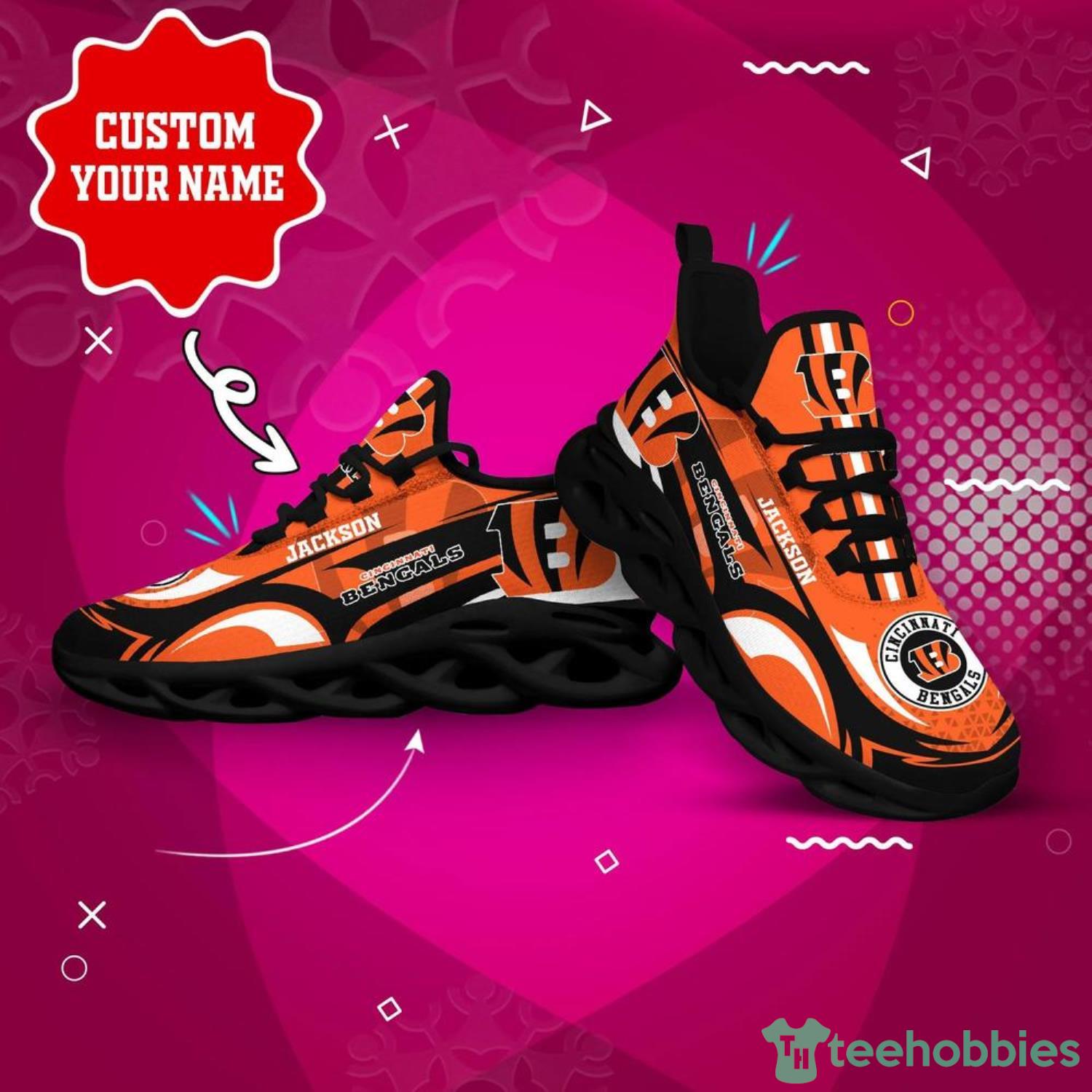 Cincinnati Bengals NFL Men And Women Running Sneakers Ultra Max Soul Shoes  - Freedomdesign