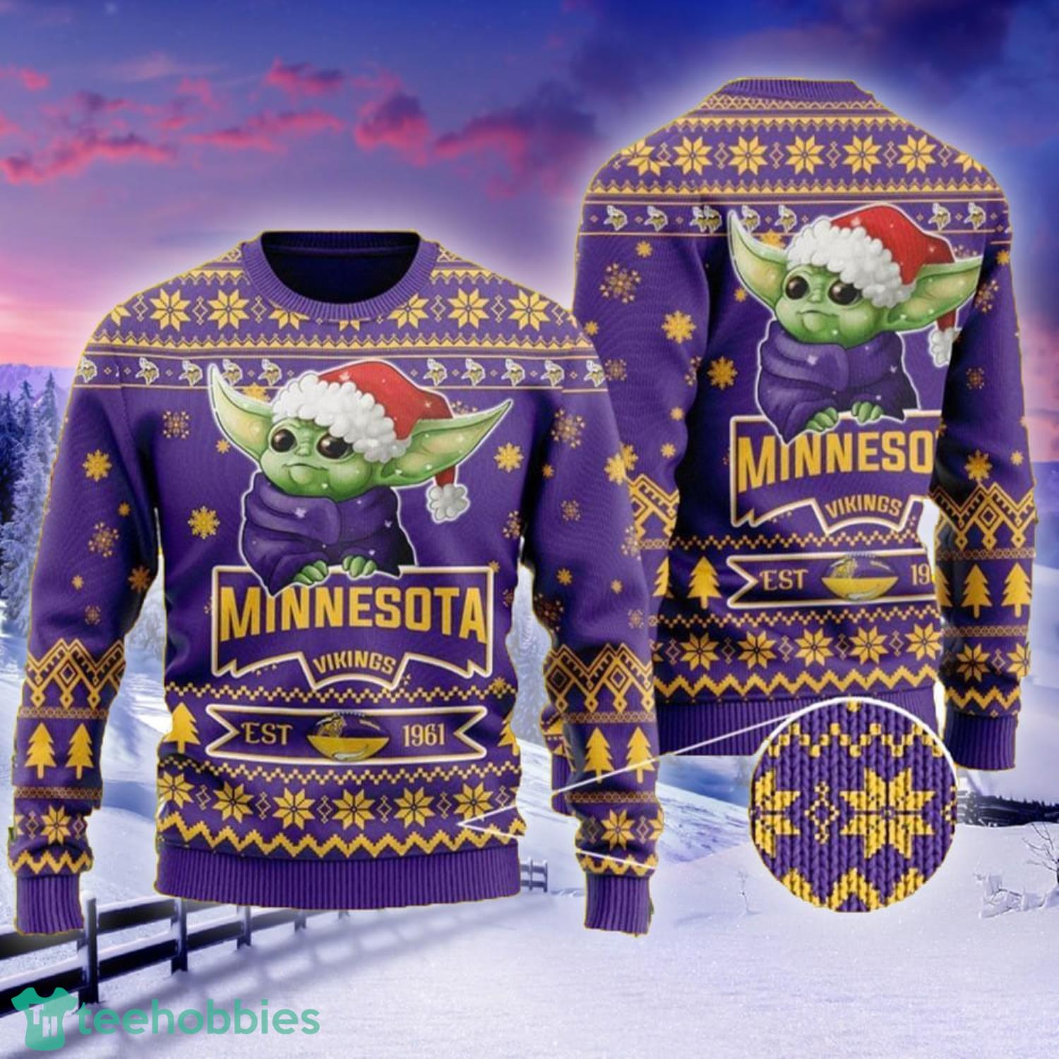 Grinch Minnesota Vikings 3D Ugly Christmas Sweater