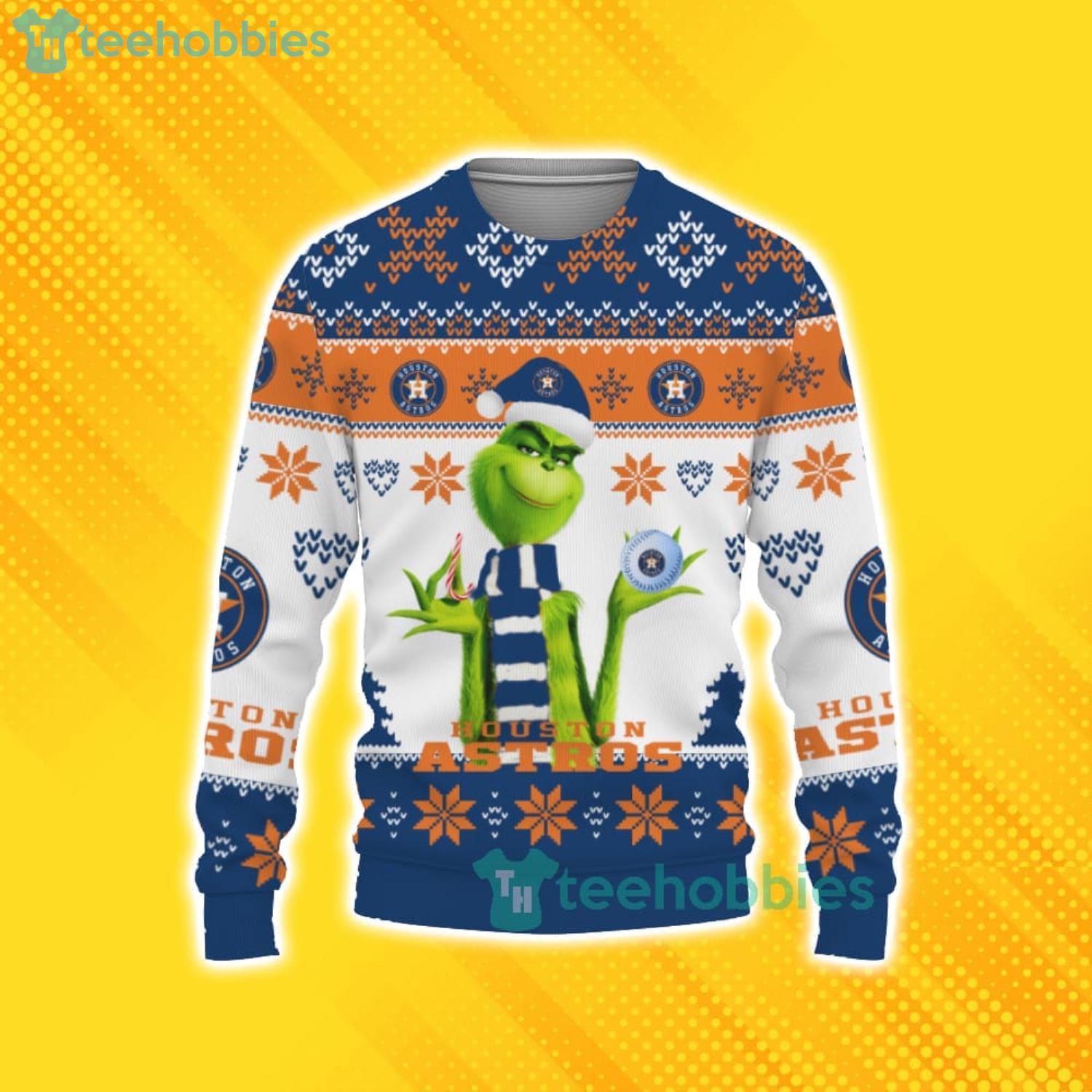 Cute Grinch American Baseball Houston Astros Ugly Christmas Sweater For Fans