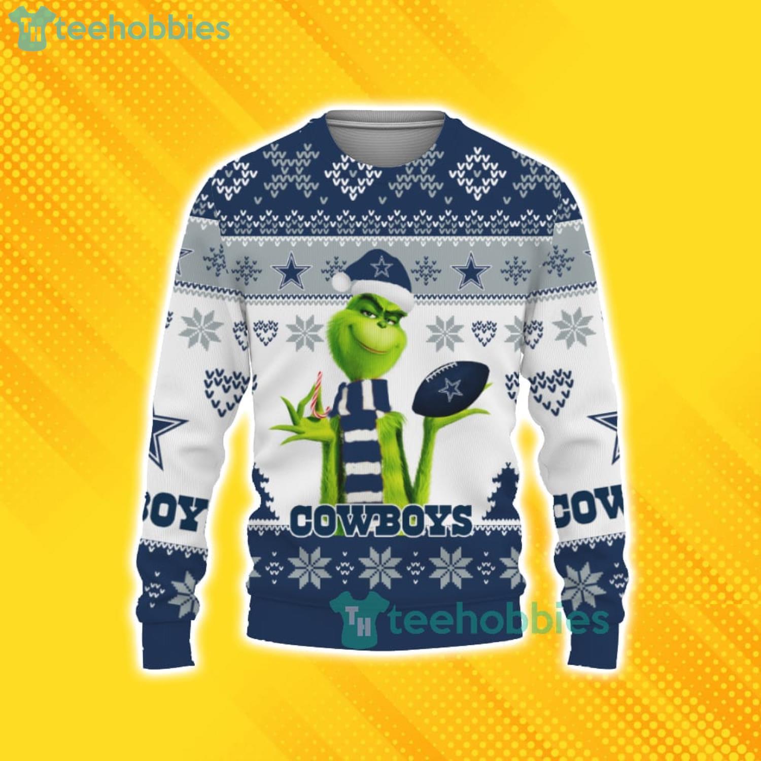 Cute Grinch American Football Dallas Cowboys Ugly Christmas Sweater For Fans