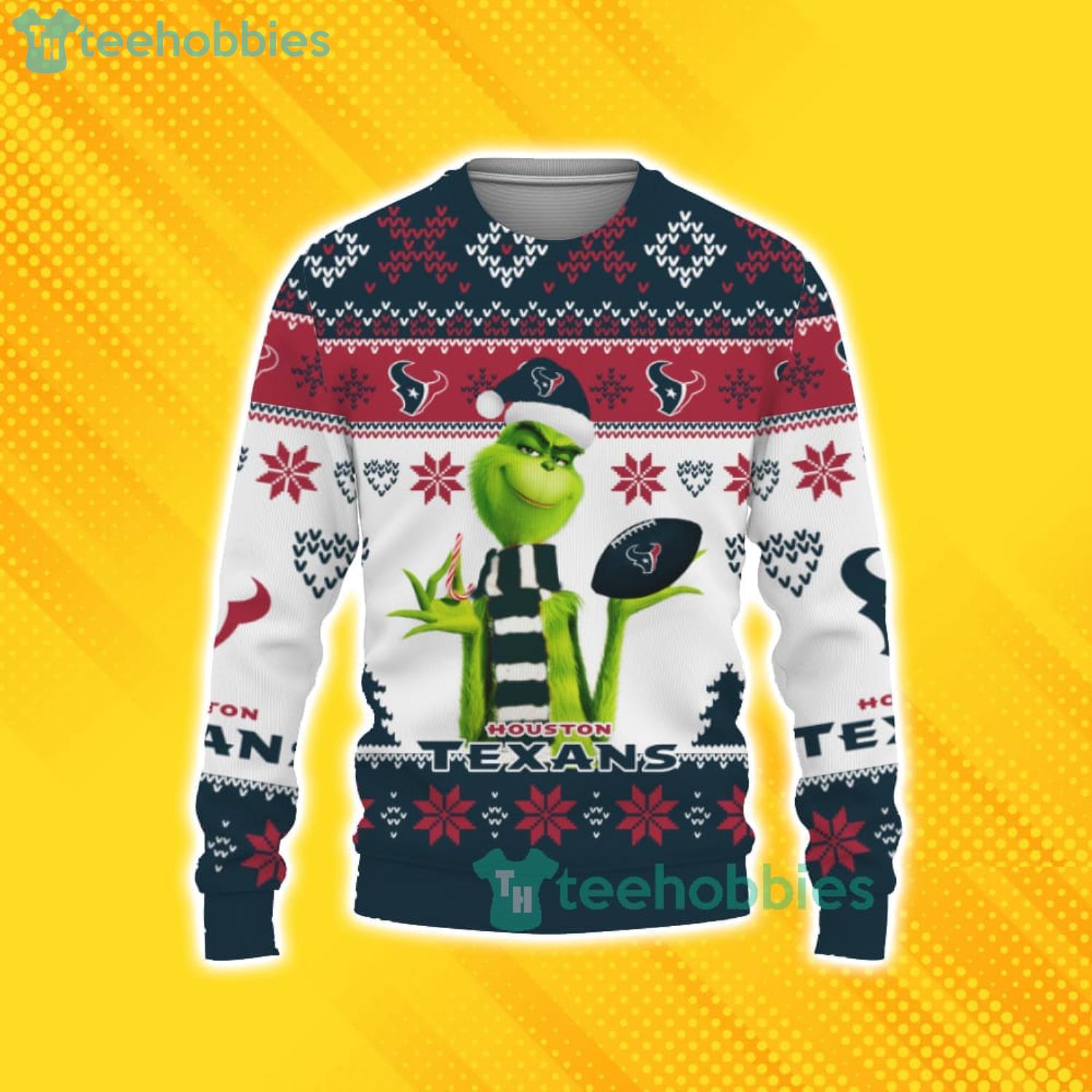 Cute Grinch American Football Houston Texans Ugly Christmas Sweater For Fans Product Photo 1