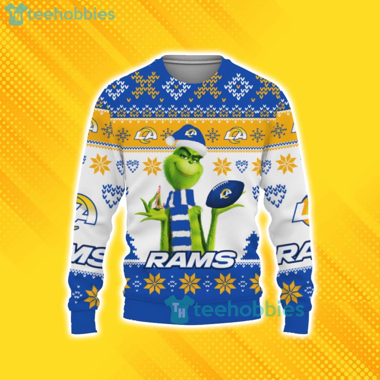 Cute Grinch American Football Los Angeles Rams Ugly Christmas Sweater For  Fans