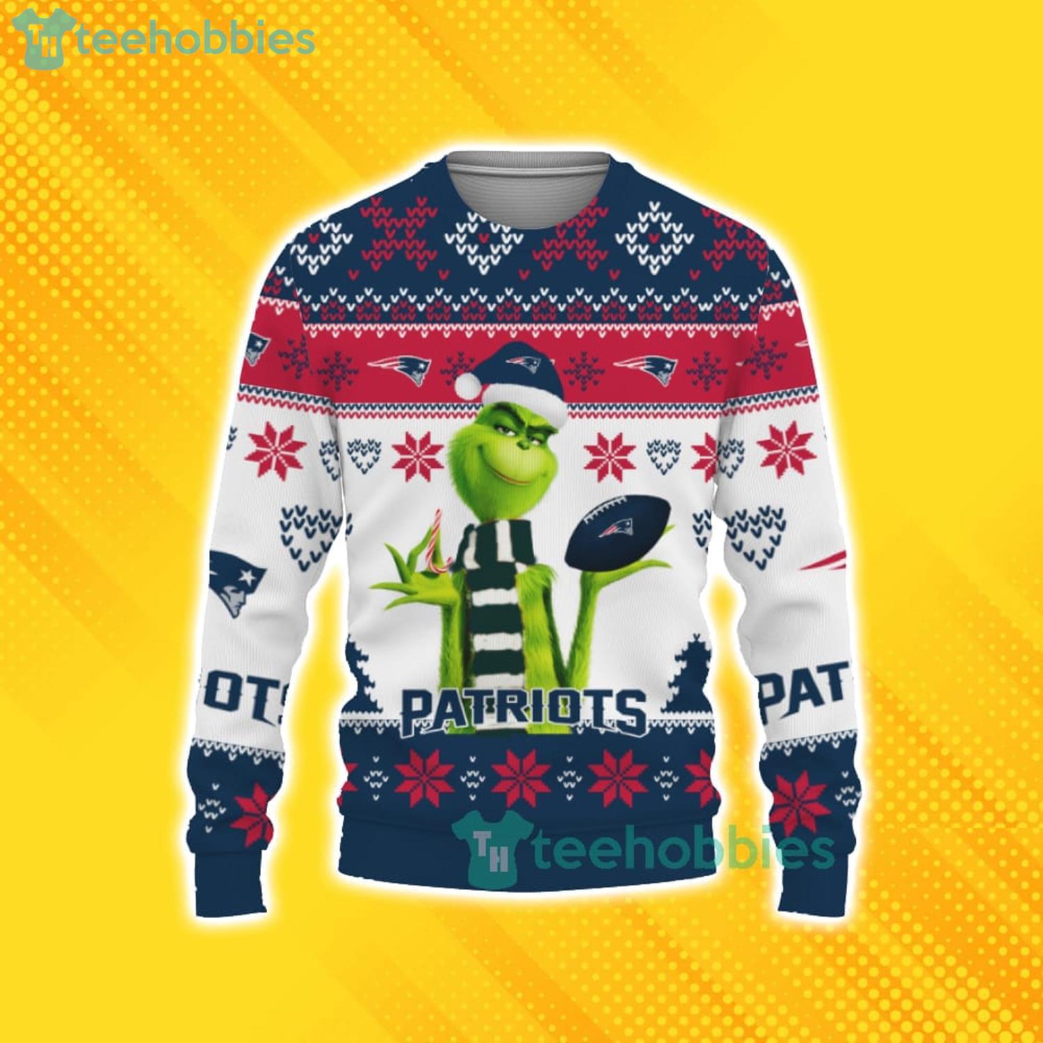 Cute Grinch American Football New England Patriots Ugly Christmas Sweater For Fans Product Photo 1