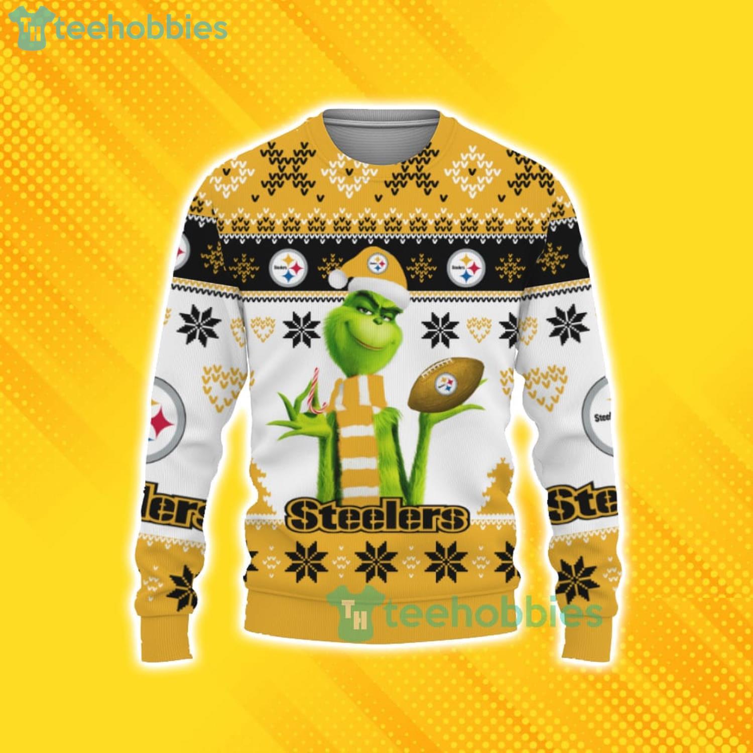 NFL Pittsburgh Steelers Cute 12 Grinch Face Xmas Day Ugly Christmas Sweater  Sport Fans Men And Women Christmas Gift