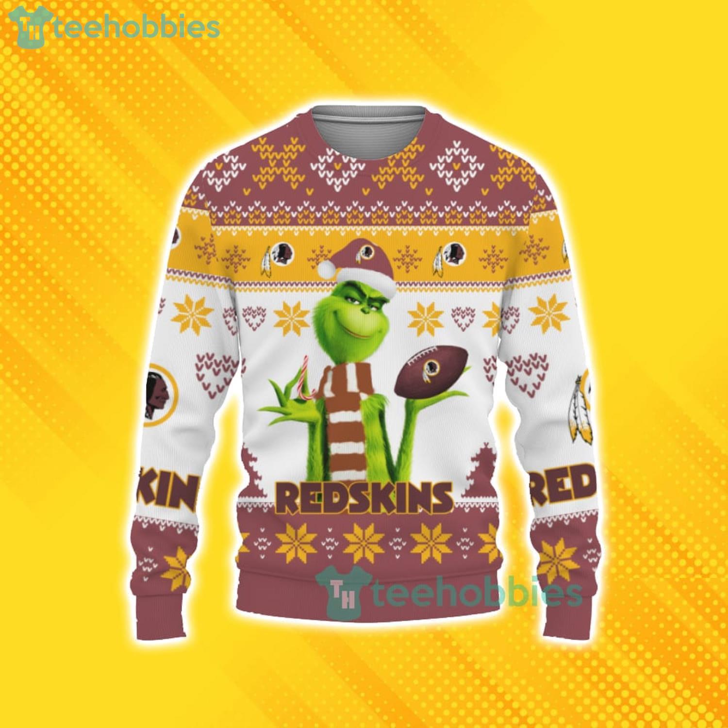Cute Grinch American Football Washington Redskins Ugly Christmas Sweater For Fans Product Photo 1