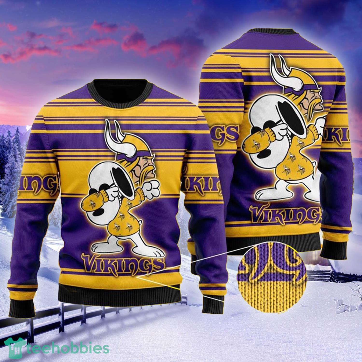 Dabbing Snoopy Minnesota Vikings Knitting Pattern Ugly Christmas