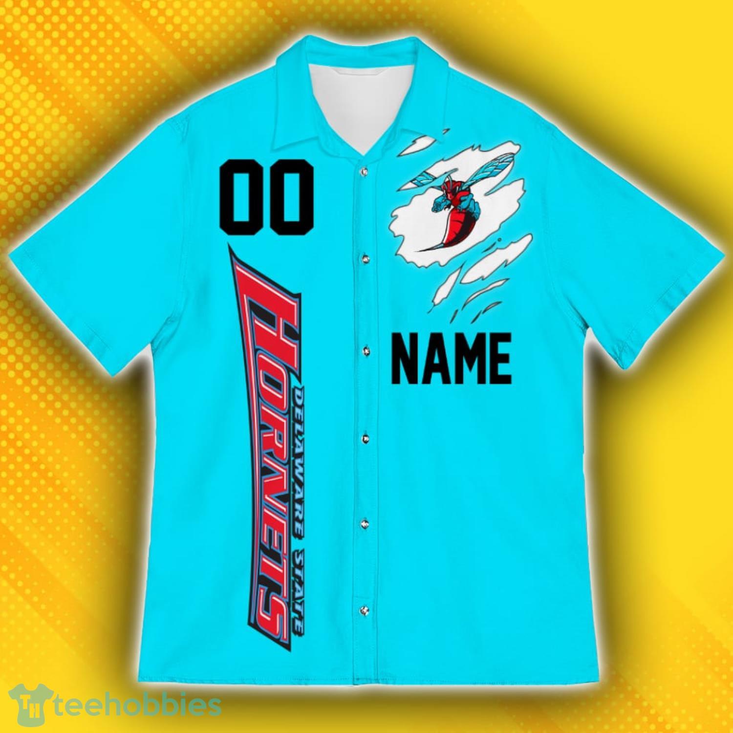 Delaware State Hornets Sports American Hawaiian Football Hawaiian Shirt Custom Name For Fans Product Photo 2