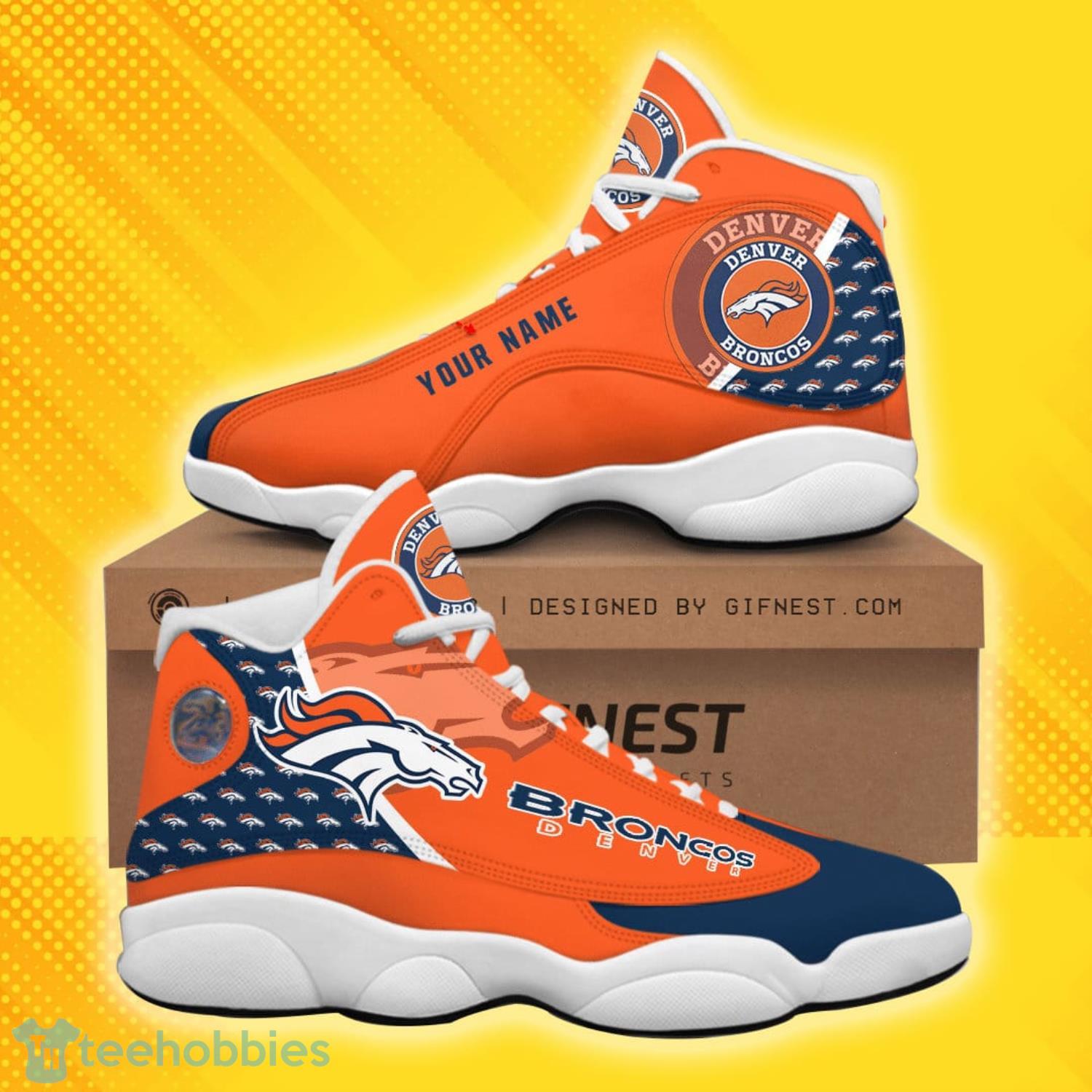 Denver Broncos Air Jordan 13 Shoes Custom Name Sneakers Product Photo 1
