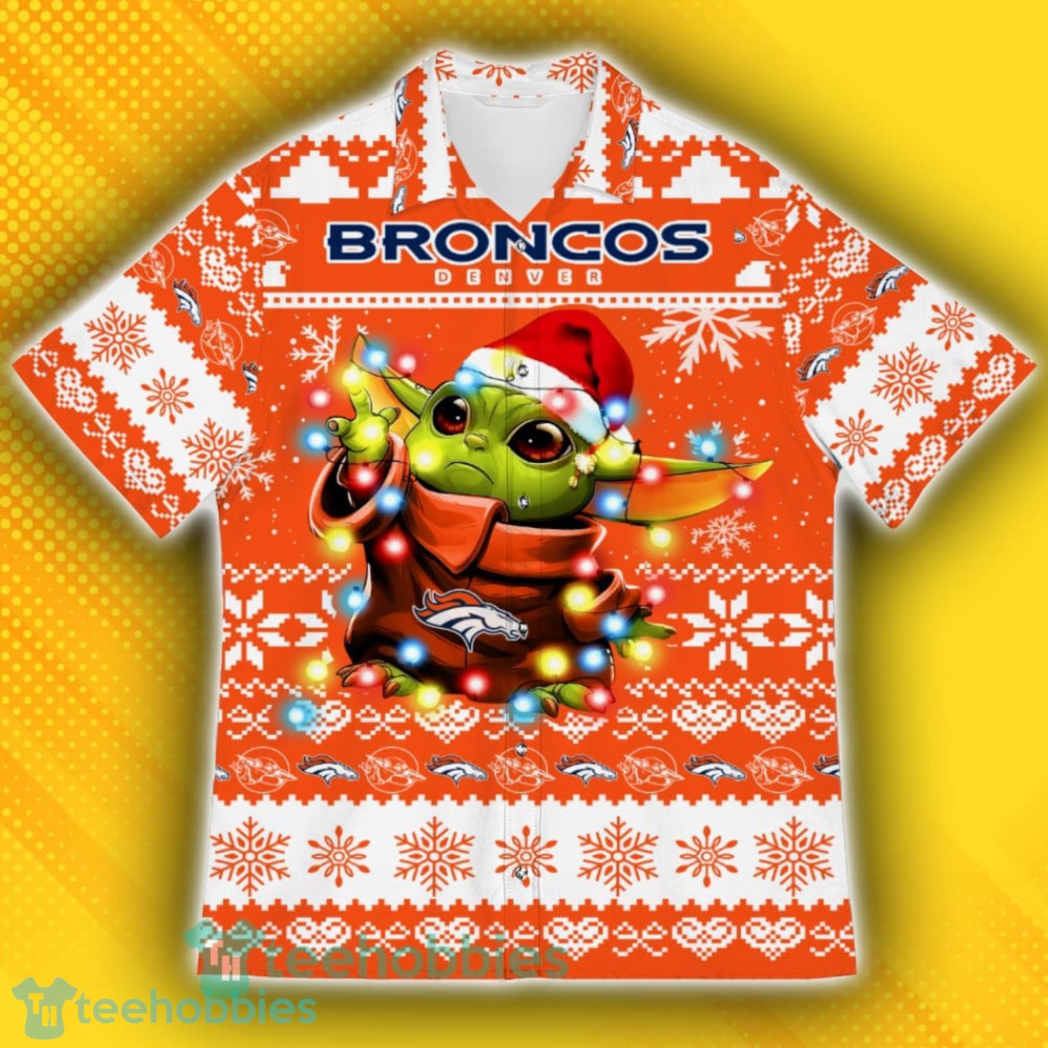 Denver Broncos Baby Yoda Star Wars Sports Football American Ugly Christmas Sweater Pattern Hawaiian Shirt Product Photo 2