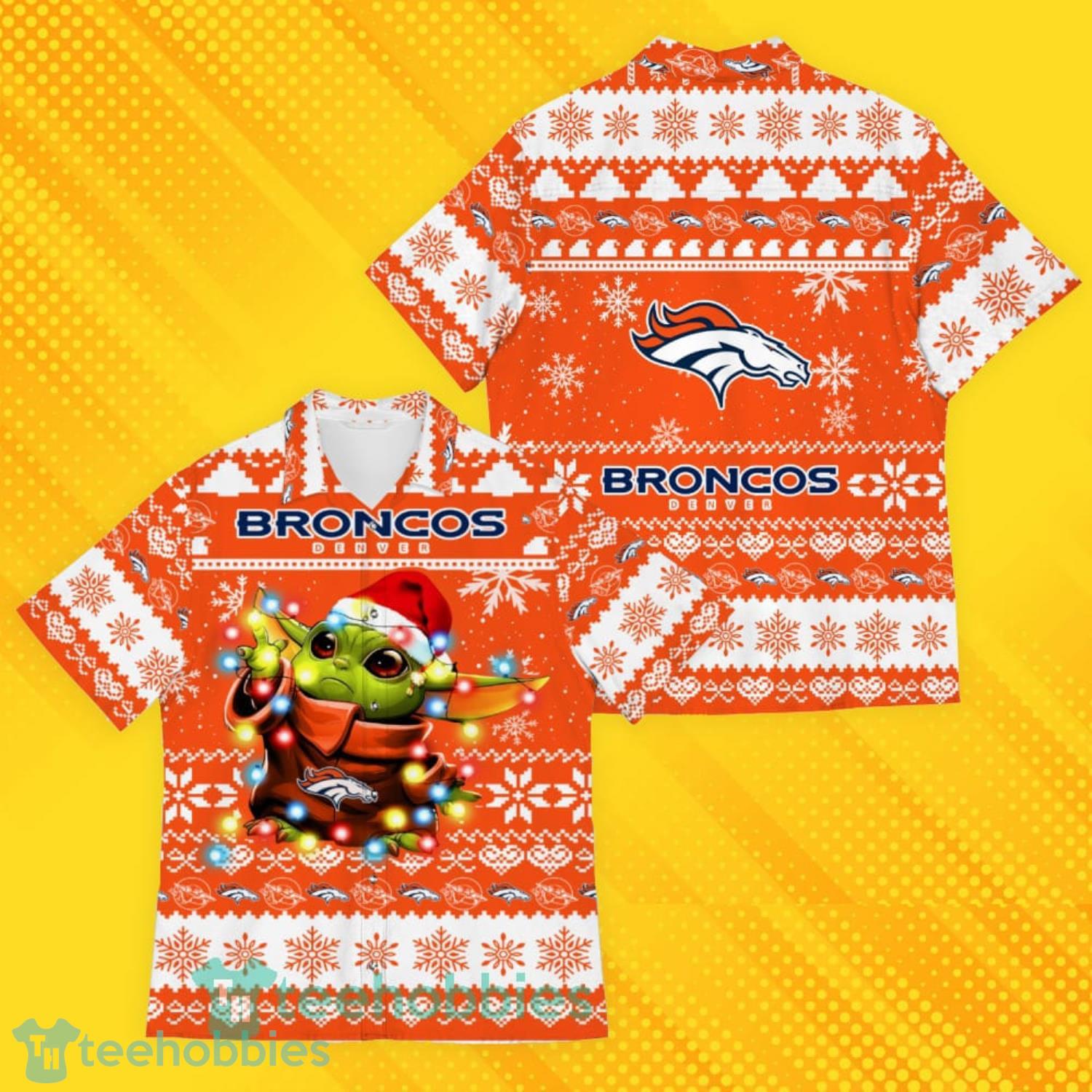 Denver Broncos Baby Yoda Star Wars Sports Football American Ugly Christmas Sweater Pattern Hawaiian Shirt Product Photo 1