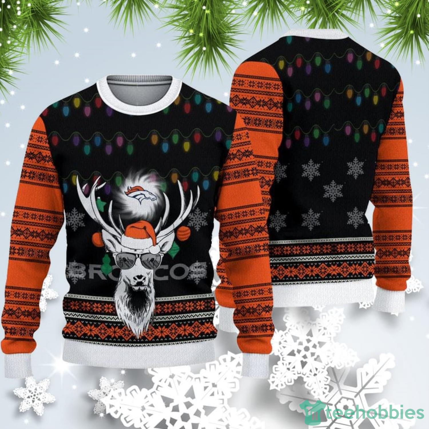 Denver Broncos Ugly Christmas Reindeer Xmas Sweater Mistletoe Gift Mens  Women