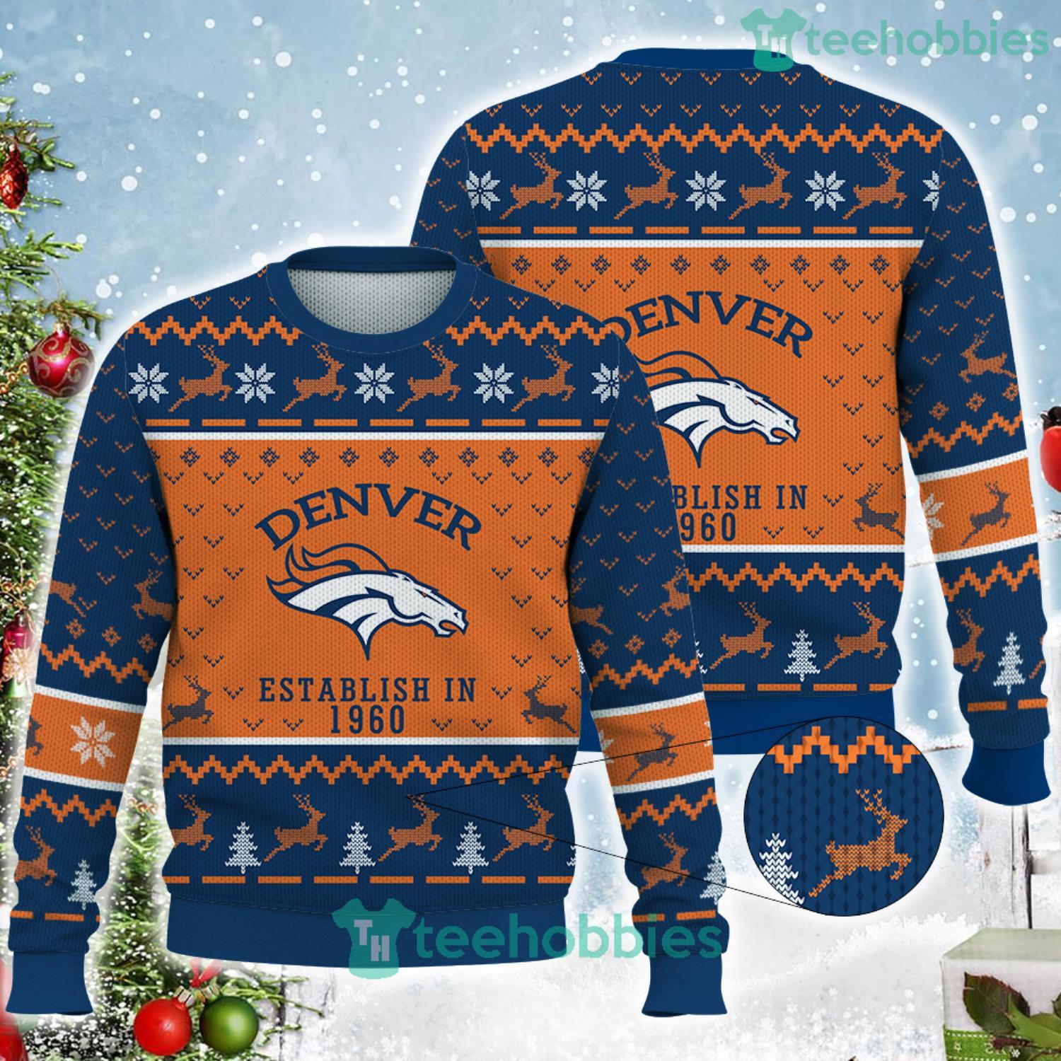 Denver Broncos Snowflakes Pattern Ugly Christmas Sweater